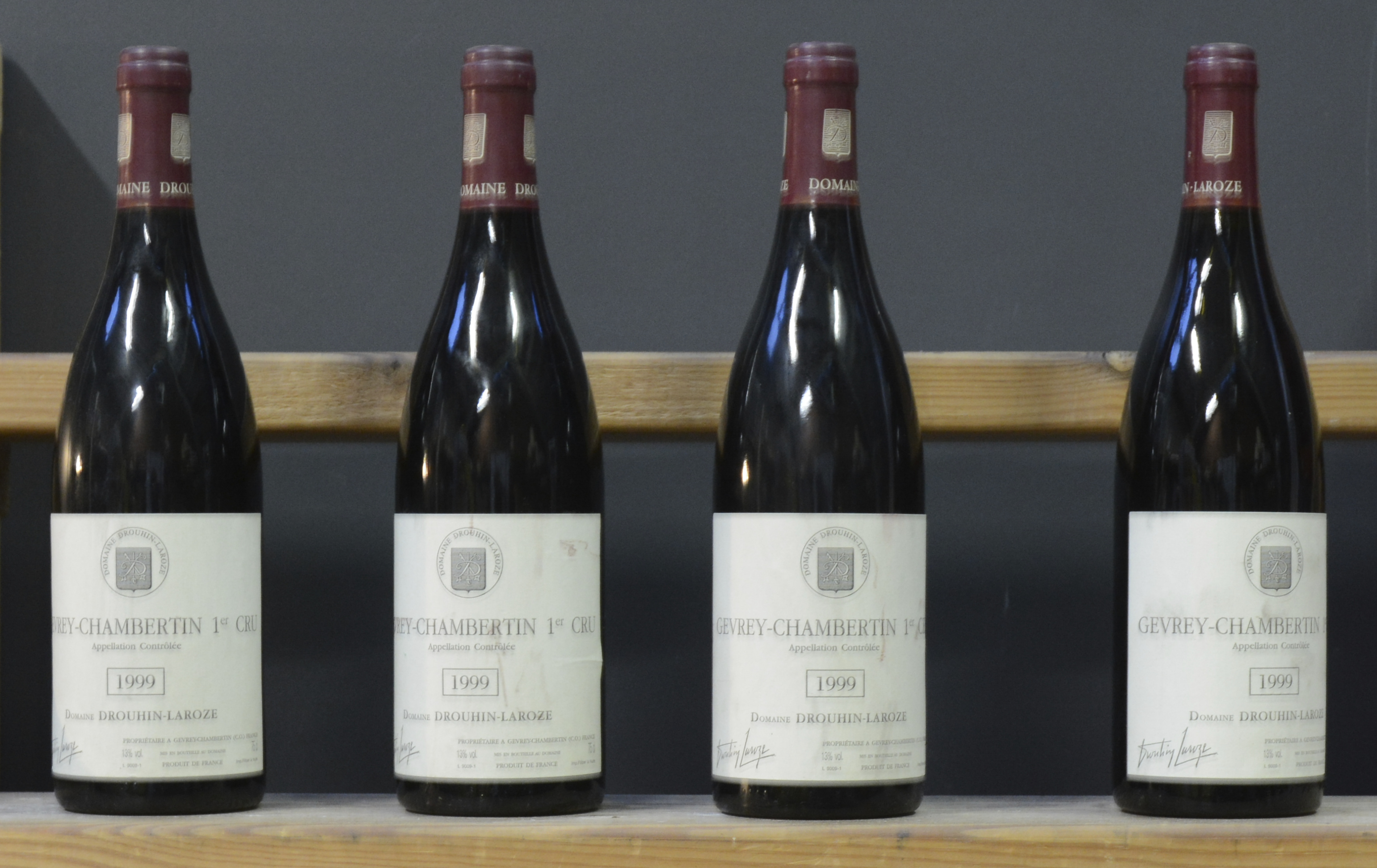 Gevrey-Chambertin 1e Cru A.C. Dom. Drouhin-Laroze, Gevrey M.D Gevrey-Chambertin 1e Cru A.C. Dom. Drouhin-Laroze, Gevrey M.D. 1999 aantal: 4 bt