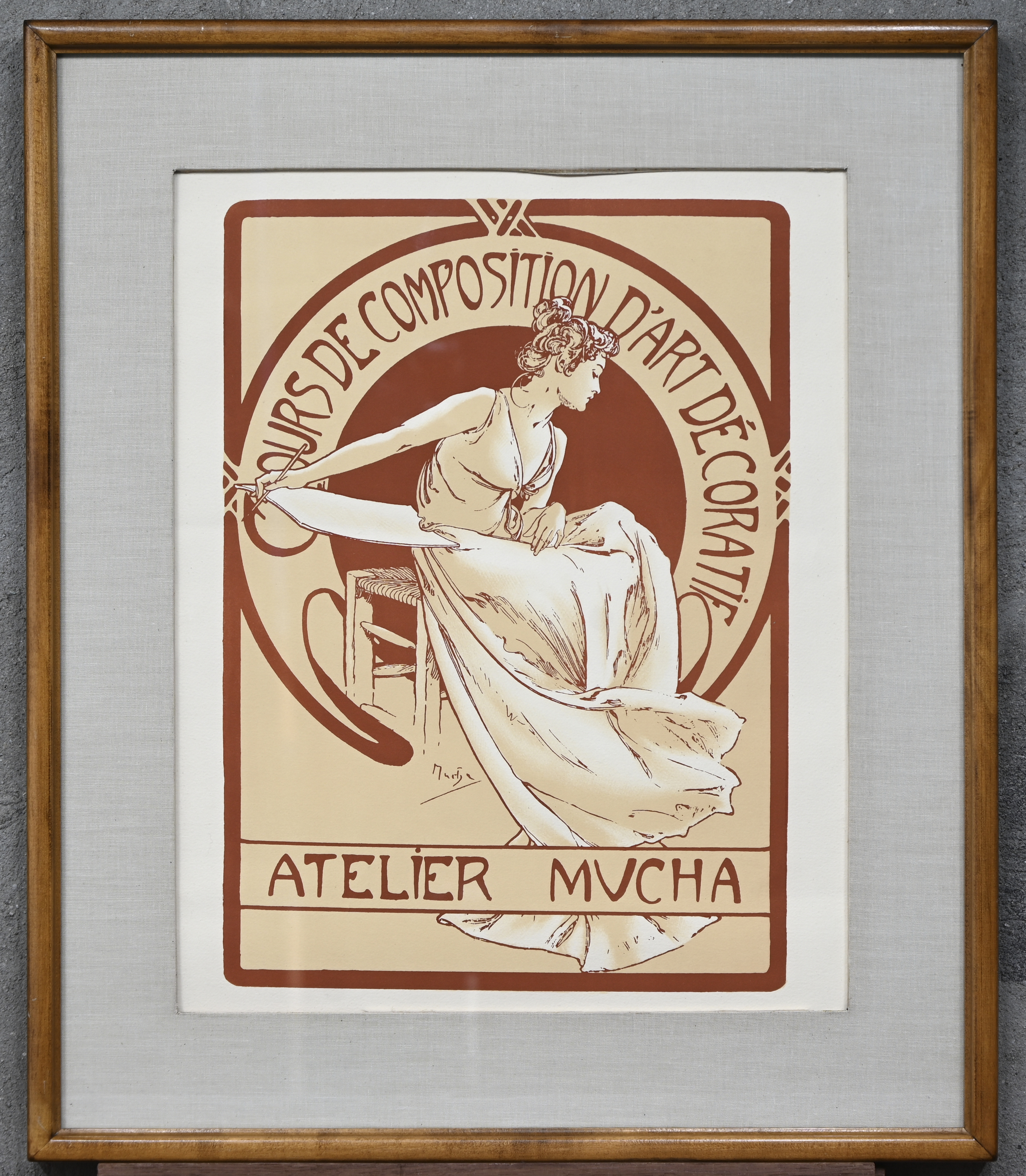 ‘Concours de composition d’art decoratif’, een lithografie naar een ontwerp door Alphonse Mucha. Niet getekend ‘Concours de composition d’art decoratif’, een lithografie naar een ontwerp door Alphonse Mucha. Niet getekend.