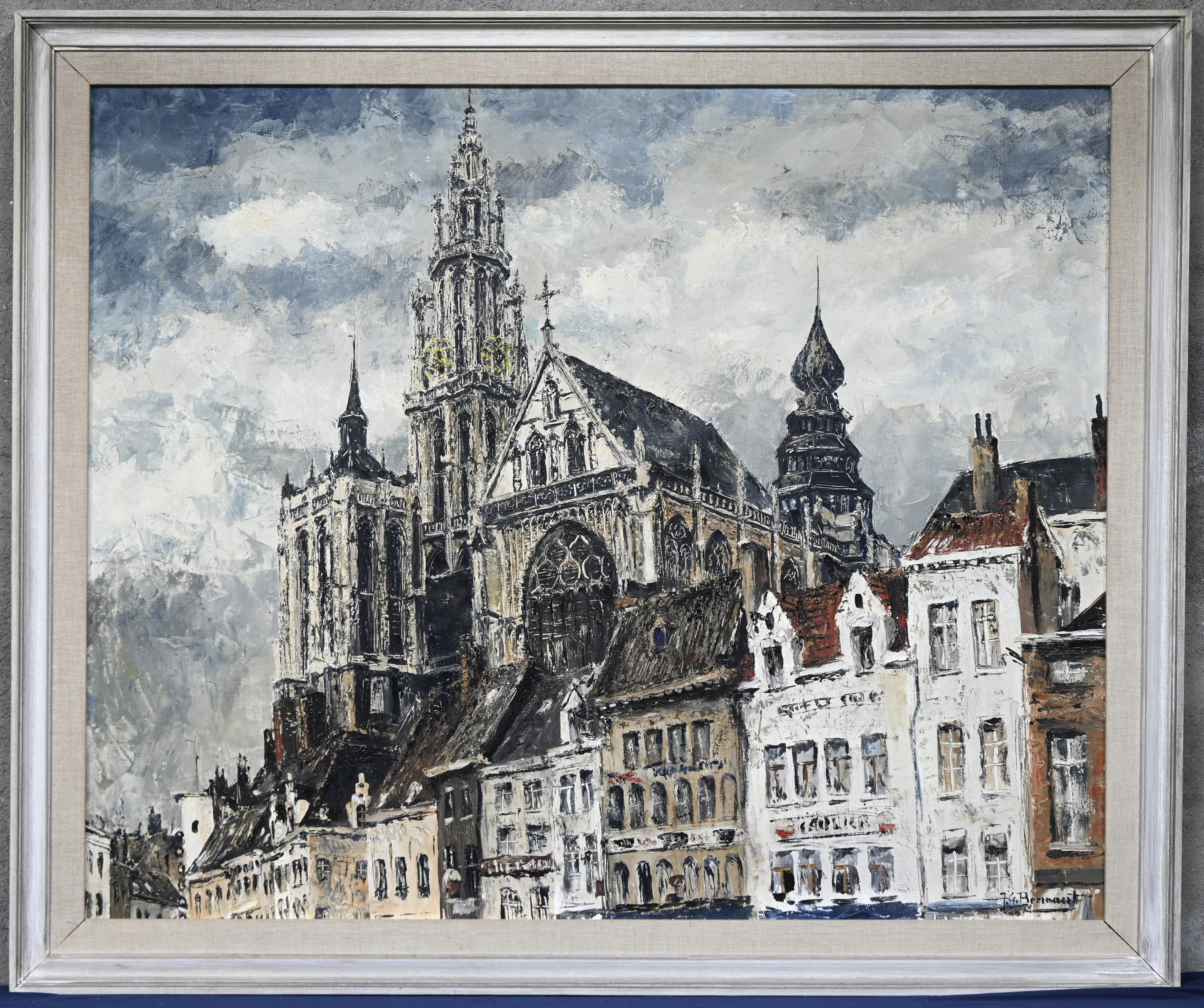‘De kathedraal van Antwerpen’, olieverf op doek. Getekend J. G ‘De kathedraal van Antwerpen’, olieverf op doek. Getekend J. G. Beernaert