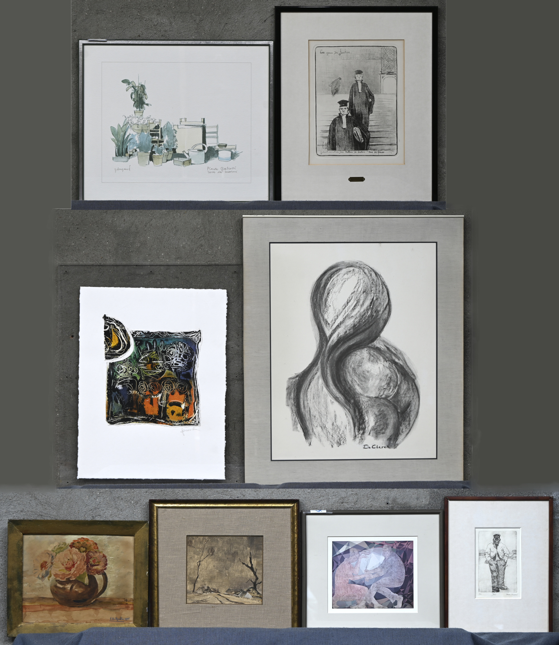 Een partij kaders bestaande uit grafiek, tekeningen en offset reproducties Een partij kaders bestaande uit grafiek, tekeningen en offset reproducties.