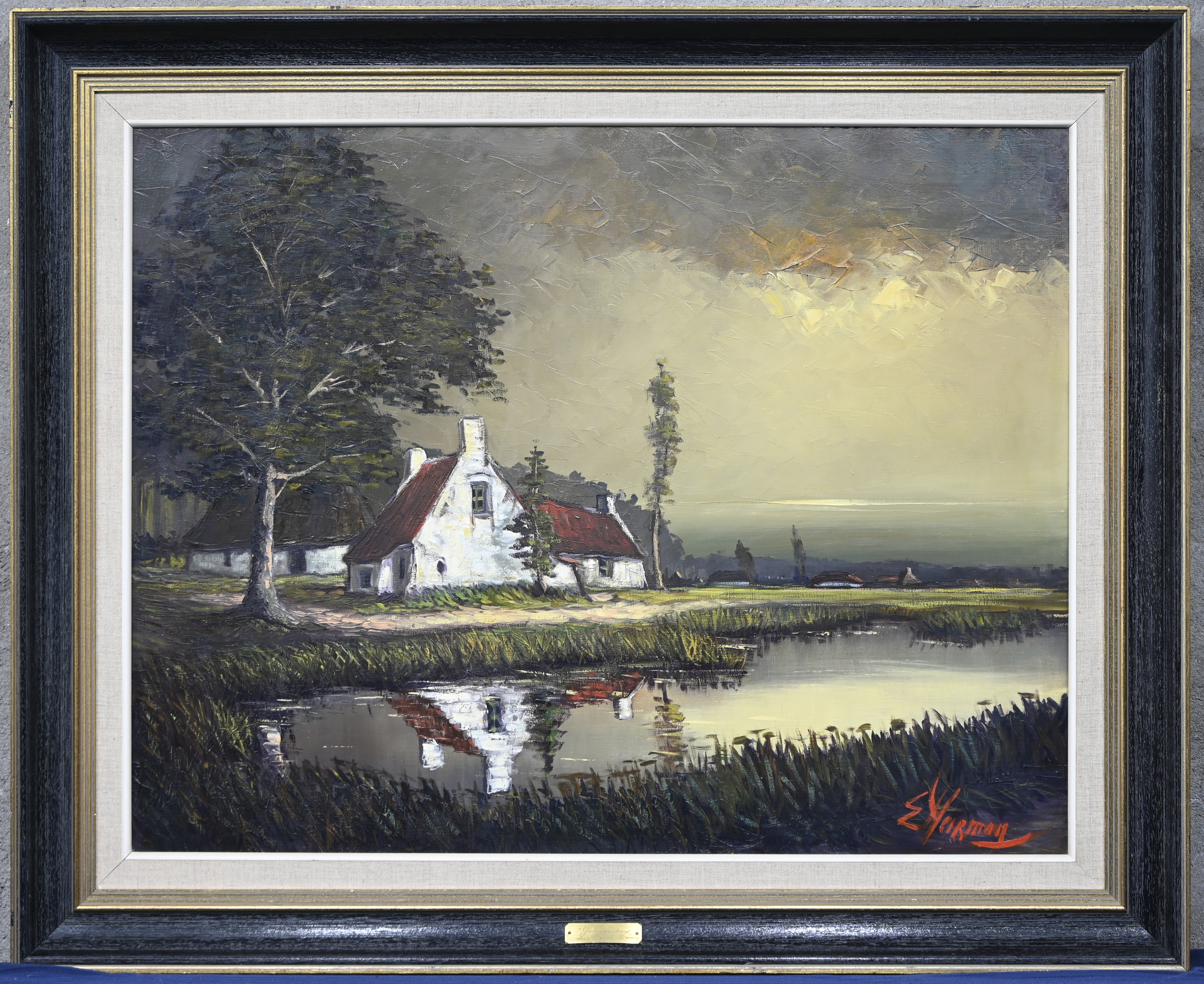 ‘Geborgenheid’, olieverf op doek. Getekend E. Heirman ‘Geborgenheid’, olieverf op doek. Getekend E. Heirman.