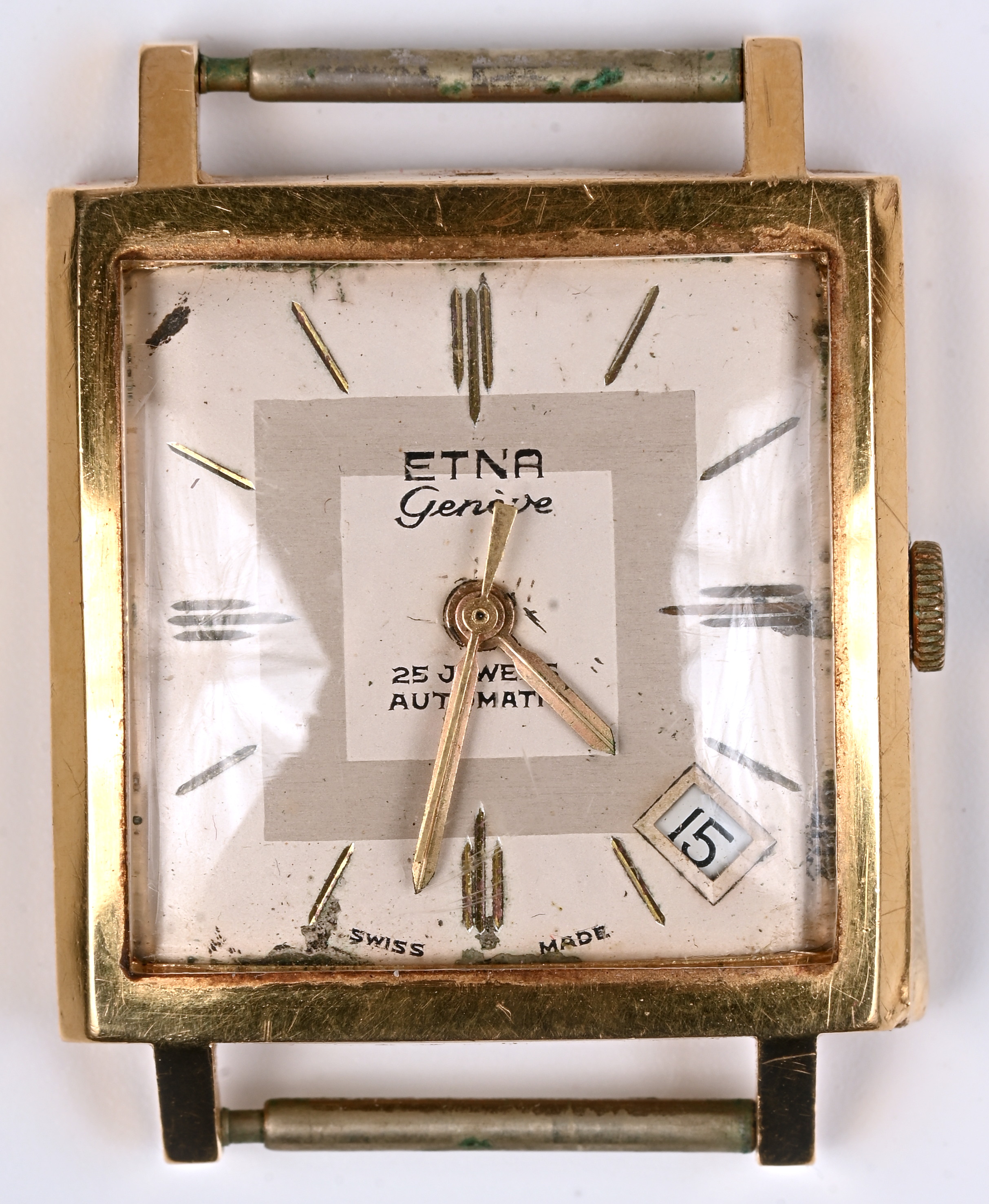 Etna, Genéve. 24 Jewels automatic, Swiss made. Een 18 kt geelgouden polshorloge. Zonder bandje Etna, Genéve. 24 Jewels automatic, Swiss made. Een 18 kt geelgouden polshorloge. Zonder bandje.