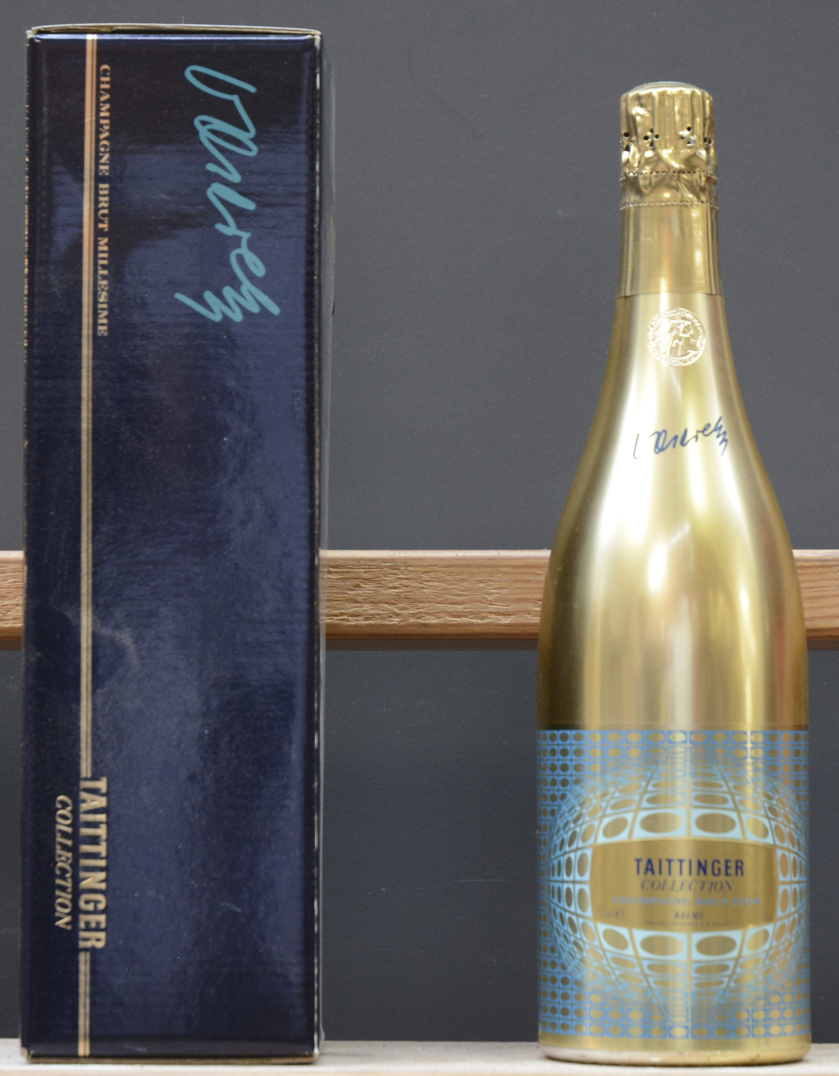 Taittinger Collection Champagne Brut Millésimé Creatie Vasarely d.d. 1983 Grand cru Taittinger, Reims M.O. O.D Taittinger Collection Champagne Brut Millésimé Creatie Vasarely d.d. 1983 Grand cru Taittinger, Reims M.O. O.D. 1978 aantal: 1 bt