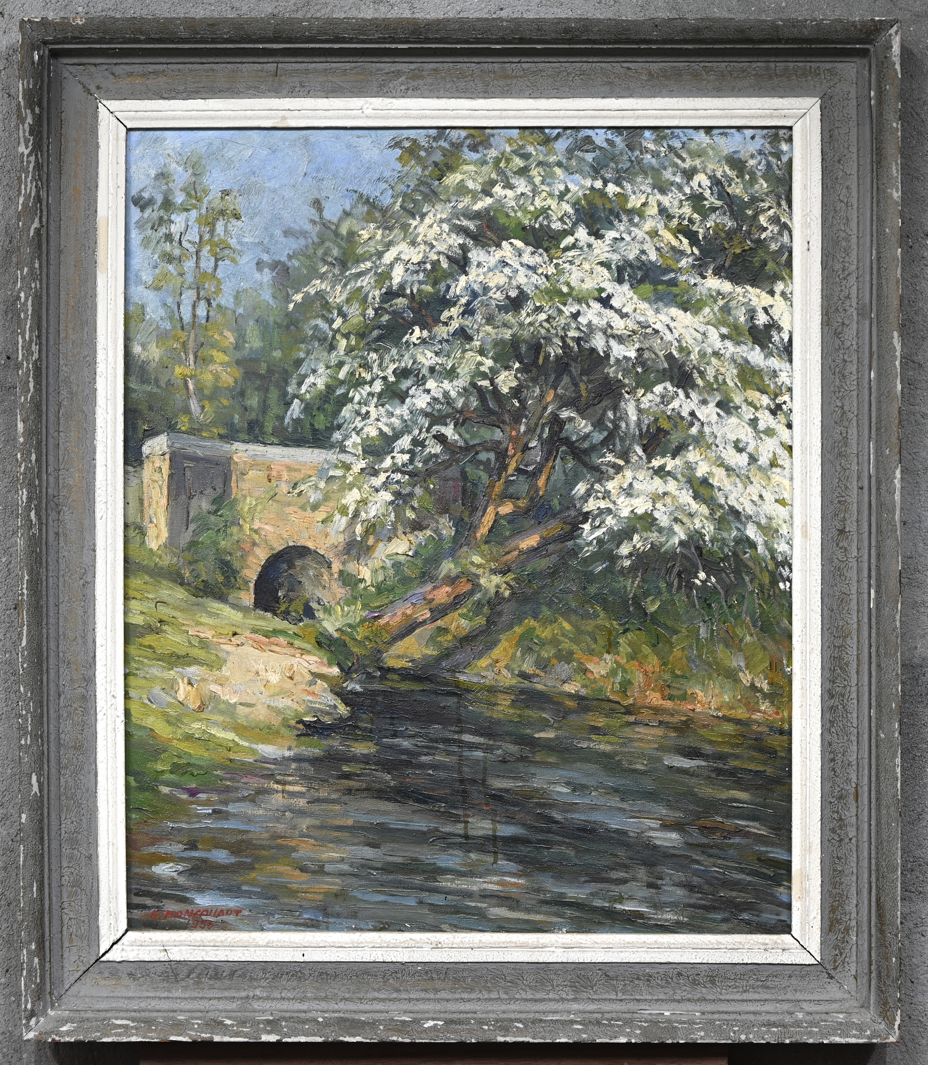 “Petit pont sur la Somme”, een schilderij, olieverf op doek, gesigneerd en gedateerd 1956 “Petit pont sur la Somme”, een schilderij, olieverf op doek, gesigneerd en gedateerd 1956.