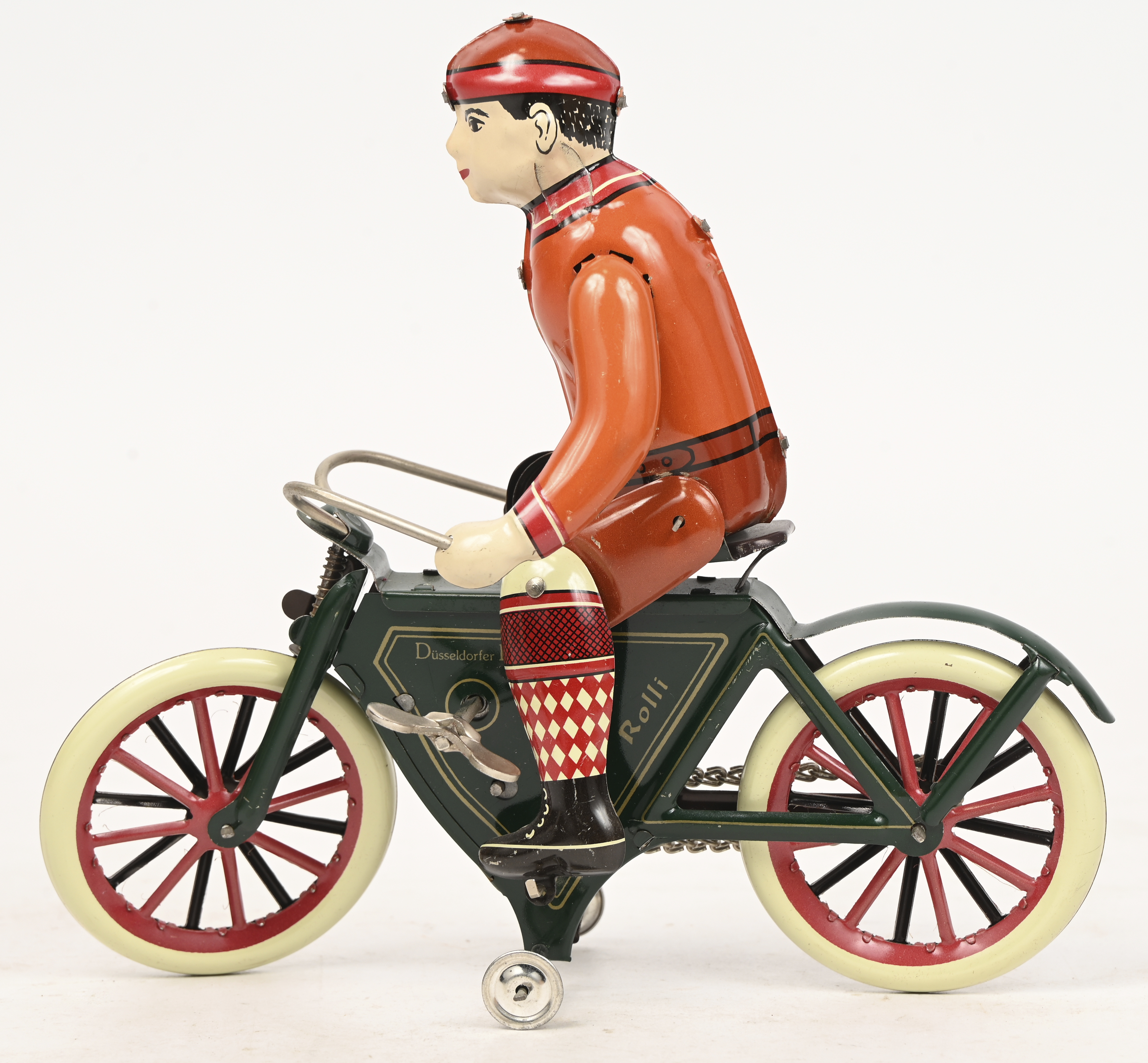 ‘Rolli 230’, een opwindbare fietser. Recente reproductie naar oud model, met OVP ‘Rolli 230’, een opwindbare fietser. Recente reproductie naar oud model, met OVP.