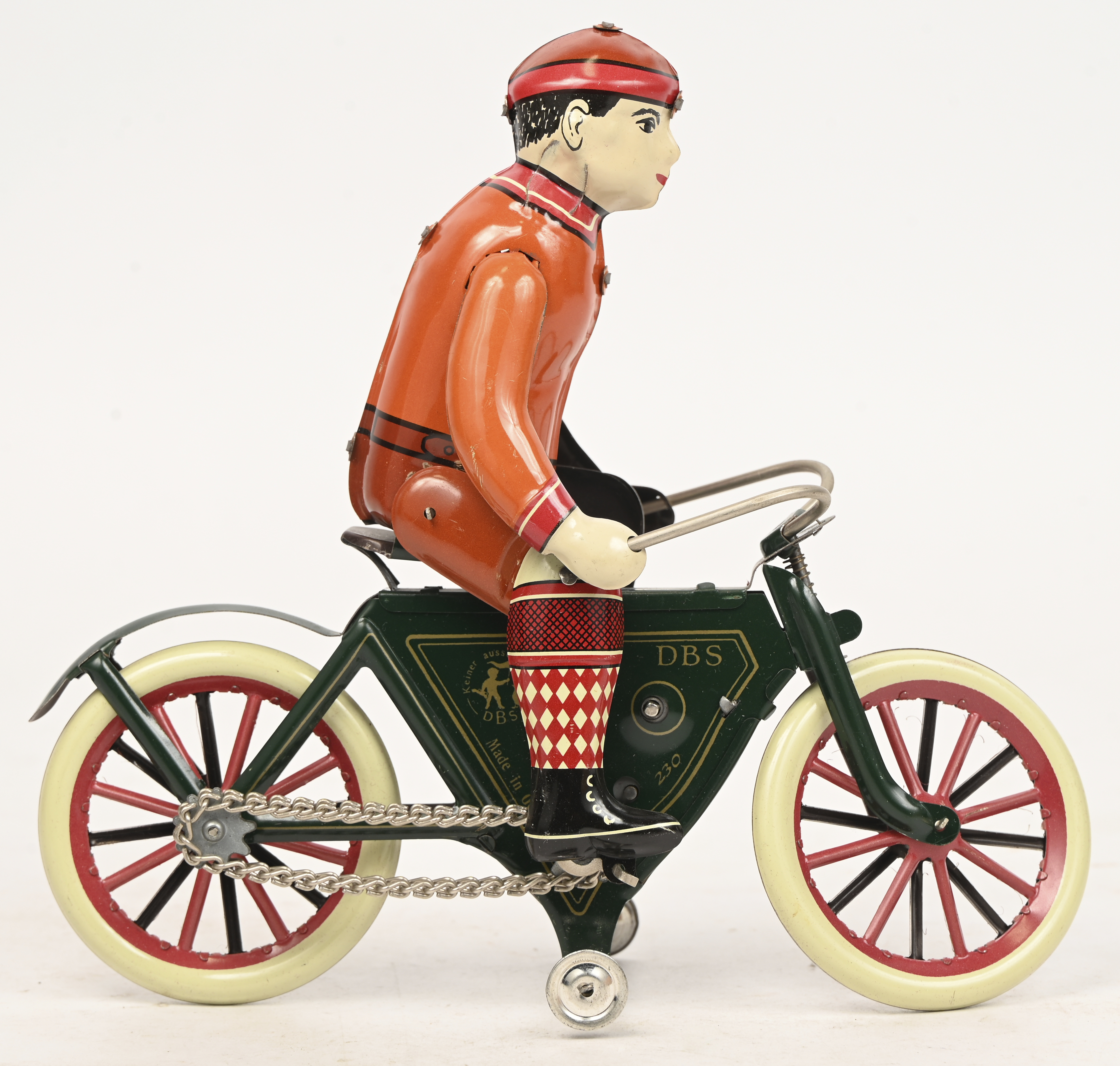 ‘Rolli 230’, een opwindbare fietser. Recente reproductie naar oud model, met OVP ‘Rolli 230’, een opwindbare fietser. Recente reproductie naar oud model, met OVP.