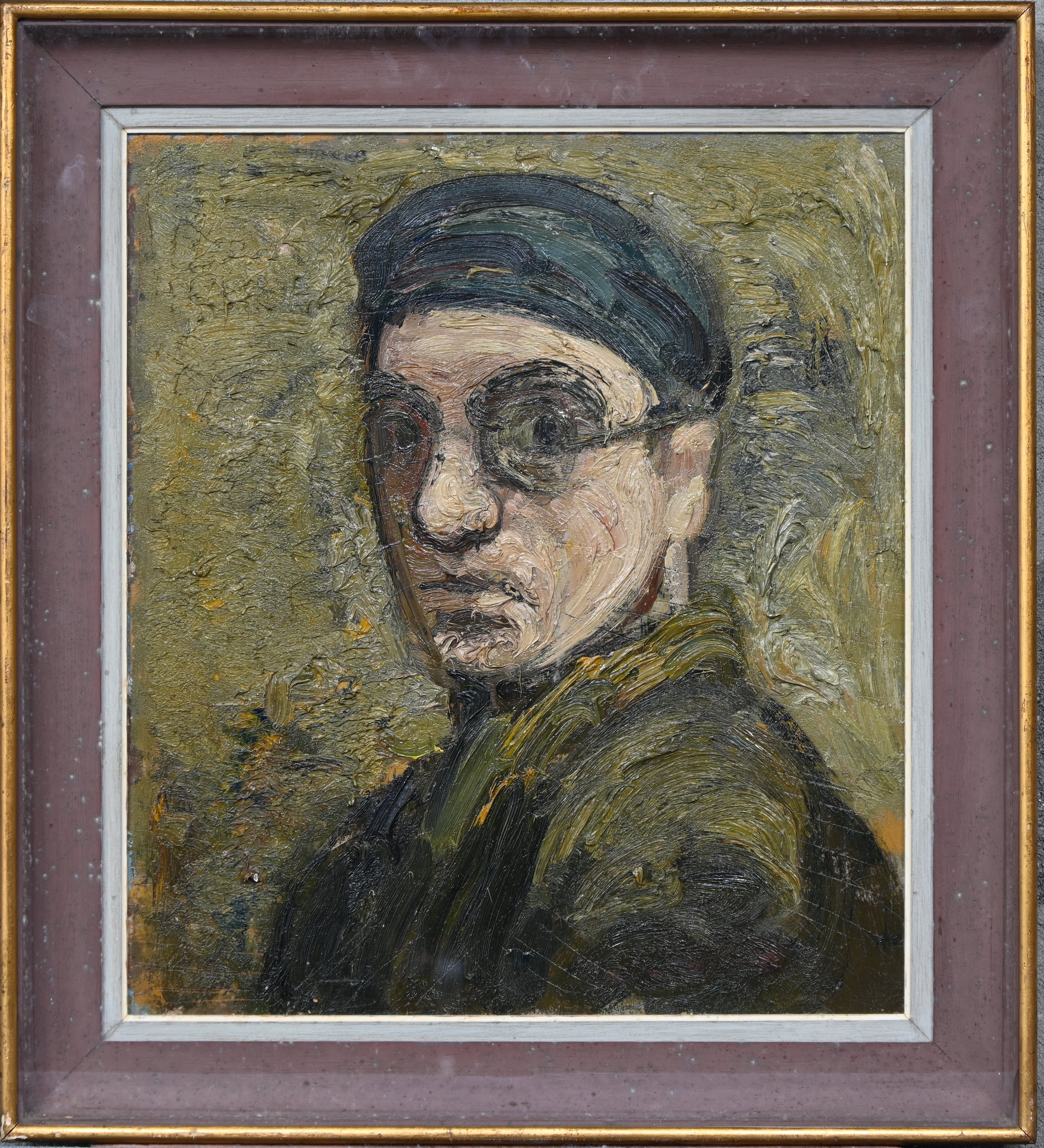 ‘Zelfportret’, een impasto olieverfschilderij op paneel. Getekend Van Heesvelde ‘Zelfportret’, een impasto olieverfschilderij op paneel. Getekend Van Heesvelde.