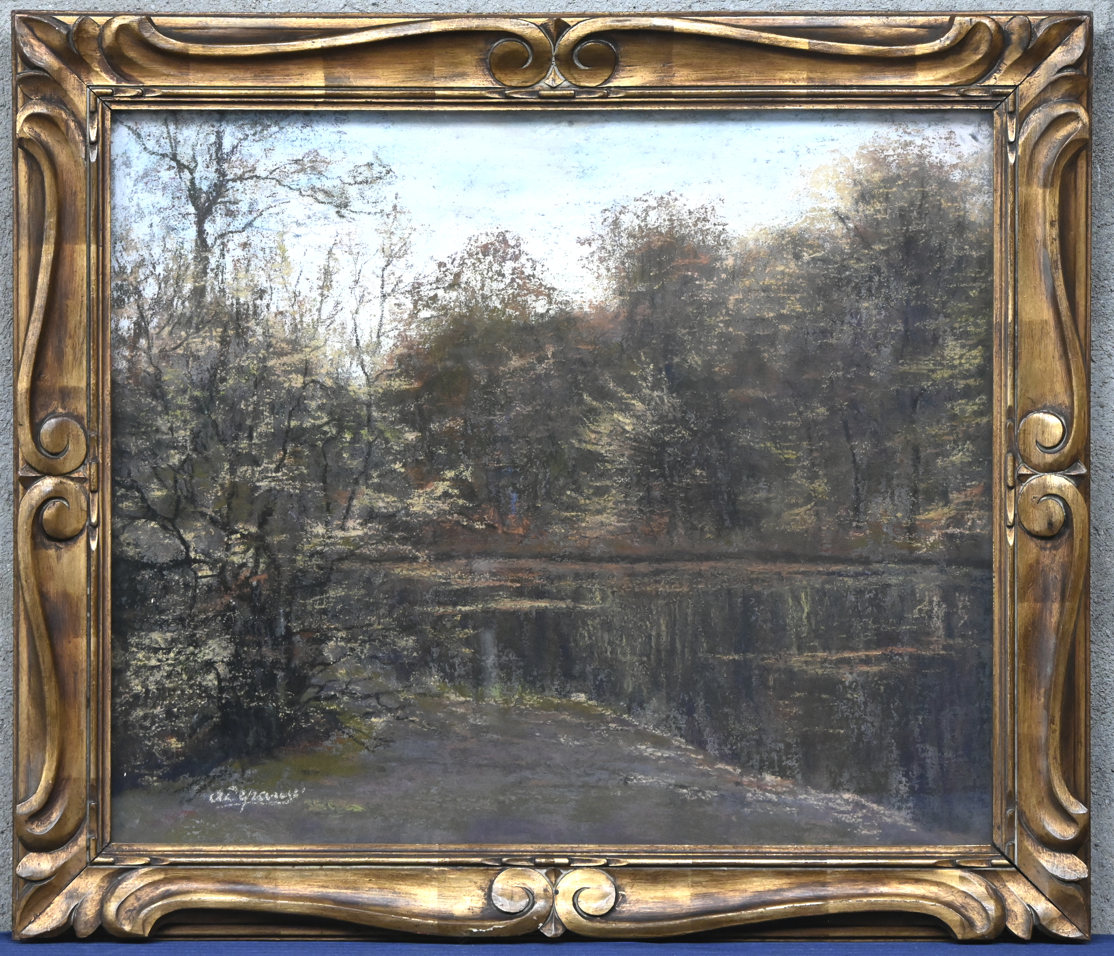 “Bosmeer”, een tekening, pastel op papier, gesigneerd A. De Pauw “Bosmeer”, een tekening, pastel op papier, gesigneerd A. De Pauw.