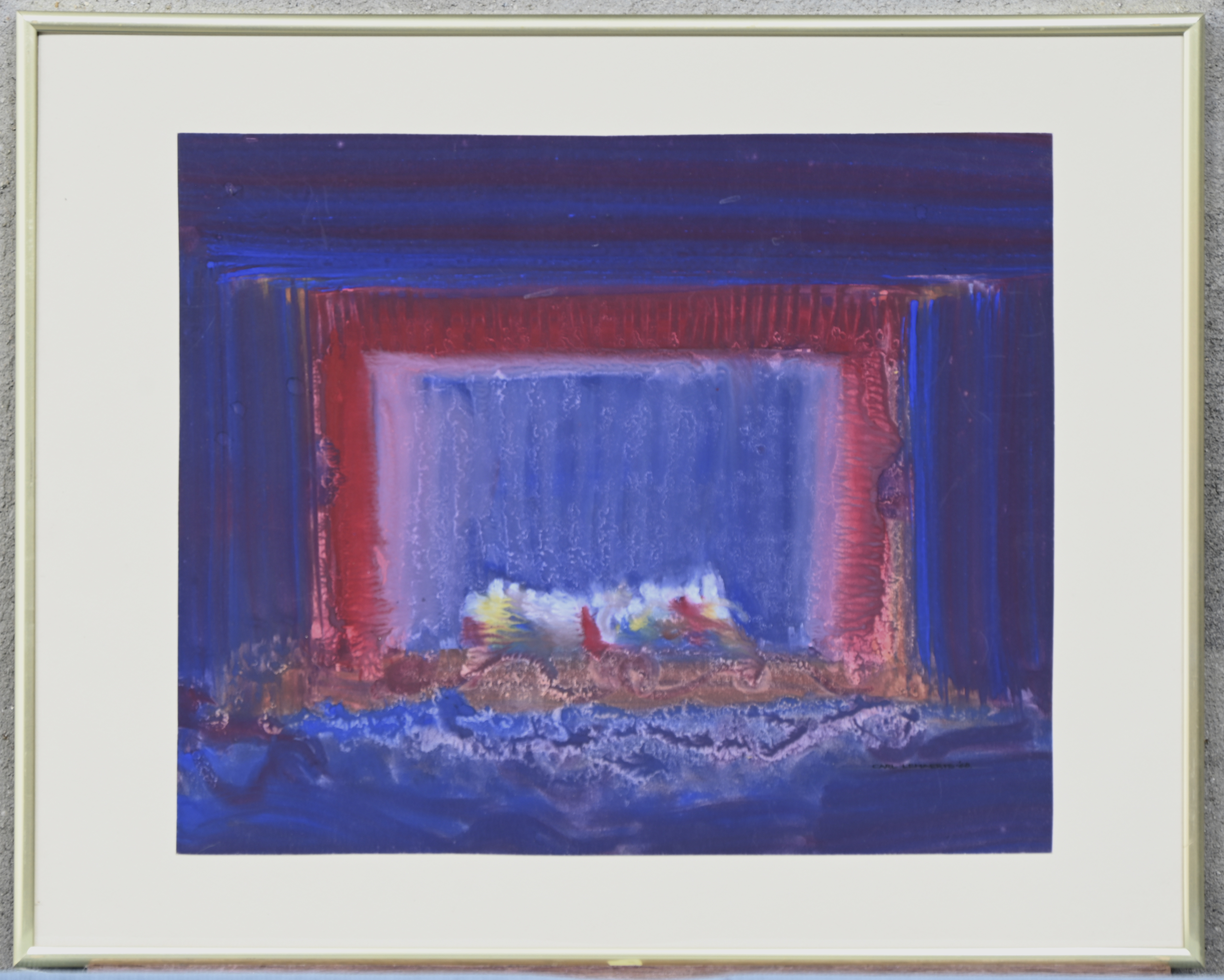 “Compositie met podium”. Gemengde techniek op papier “Compositie met podium”. Gemengde techniek op papier.