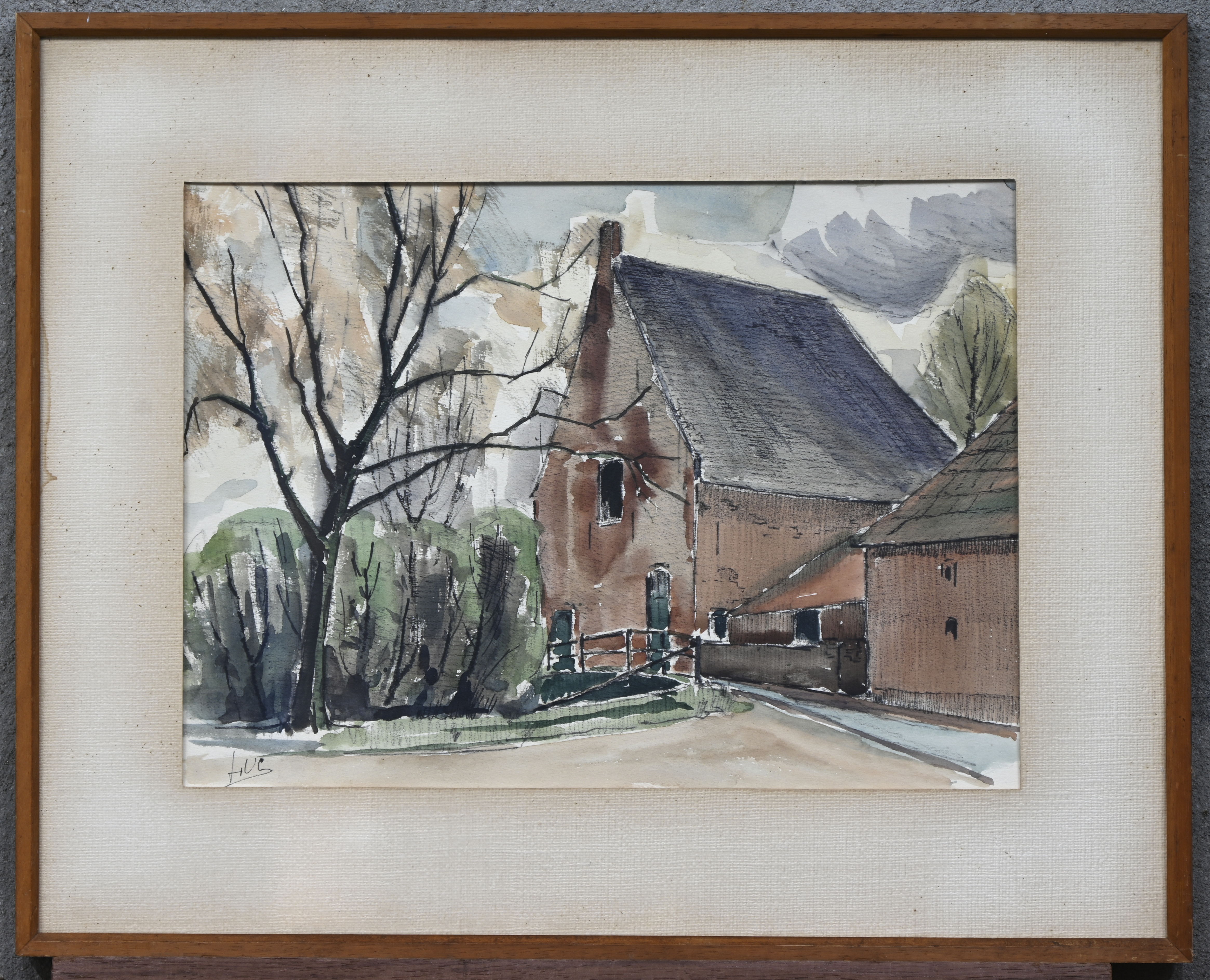 ‘Hoevezicht’, aquarel op papier. Onleesbaar getekend ‘Hoevezicht’, aquarel op papier. Onleesbaar getekend.