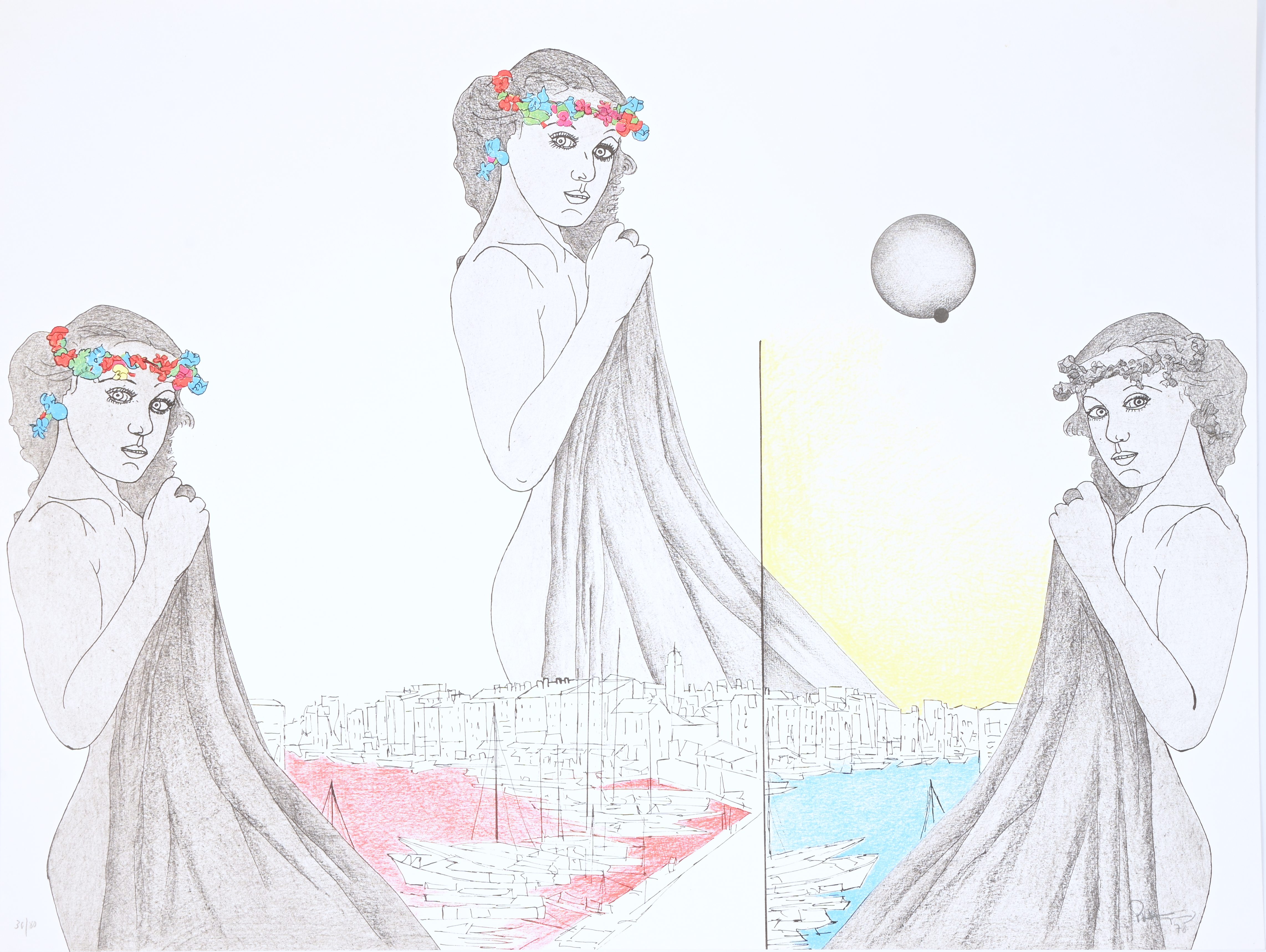 ‘Compositie met drie vrouwen’, een kleurenloitho. Getekend, nr. 36 uit een oplage van 80 exemplaren. Zonder kader ‘Compositie met drie vrouwen’, een kleurenloitho. Getekend, nr. 36 uit een oplage van 80 exemplaren. Zonder kader.