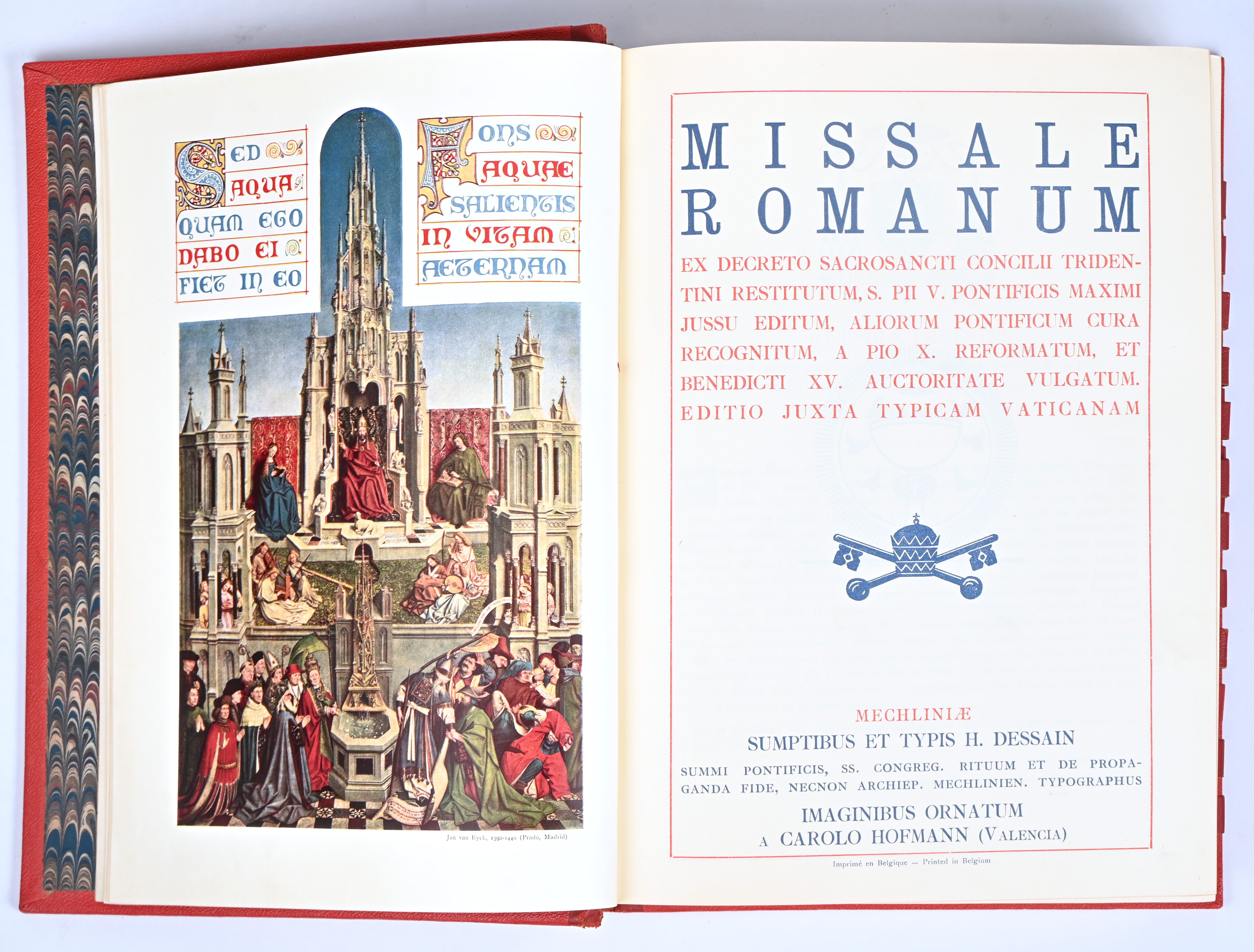 “Missale Romanum”, een grote misaal uit het midden van de vorige eeuw. Sumptibus et typis H. Dessain “Missale Romanum”, een grote misaal uit het midden van de vorige eeuw. Sumptibus et typis H. Dessain.