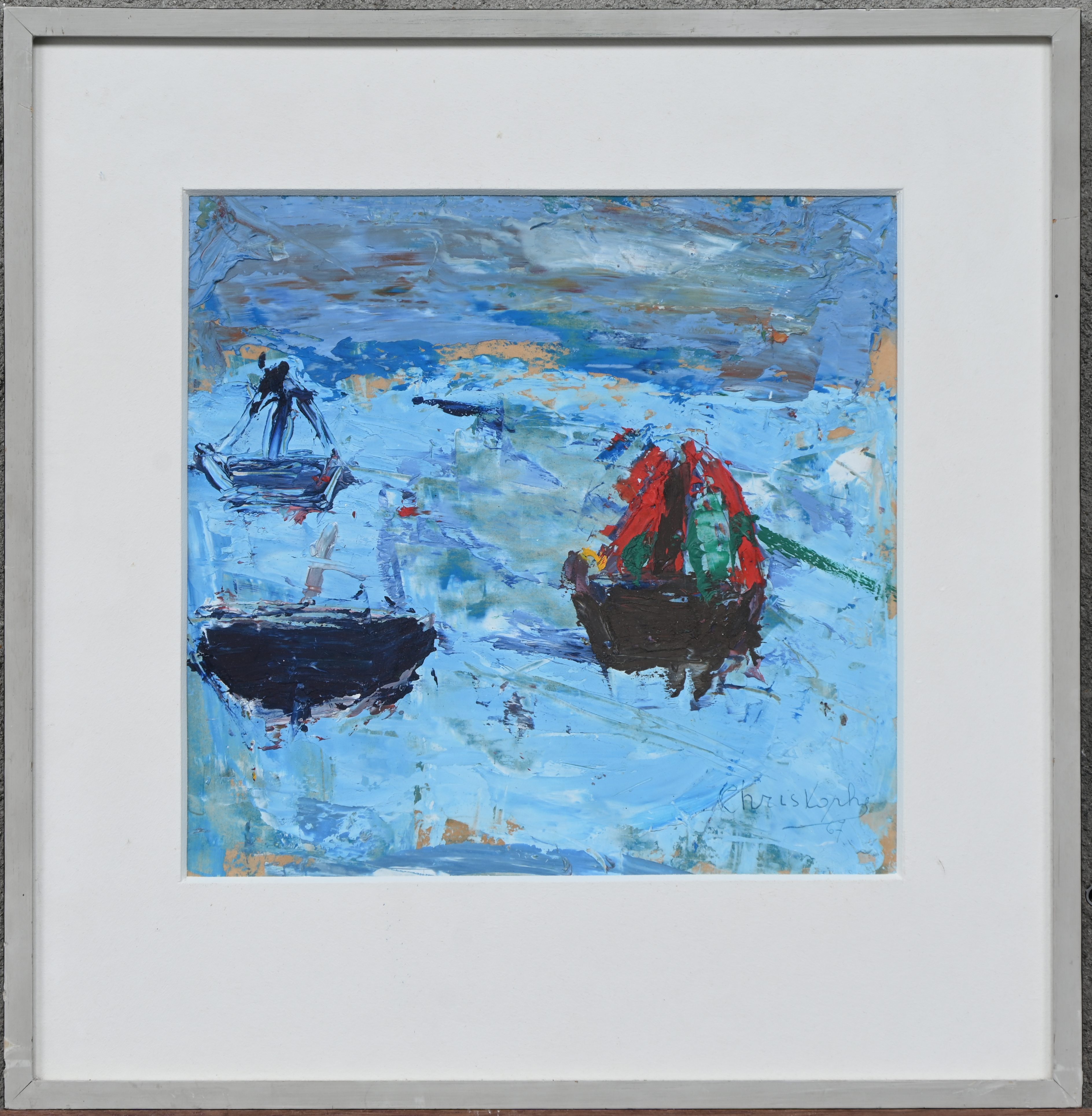 “Maritiem zicht”, een schilderij, olieverf op paneel, gesigneerd en gedateerd ‘67 “Maritiem zicht”, een schilderij, olieverf op paneel, gesigneerd en gedateerd ‘67.