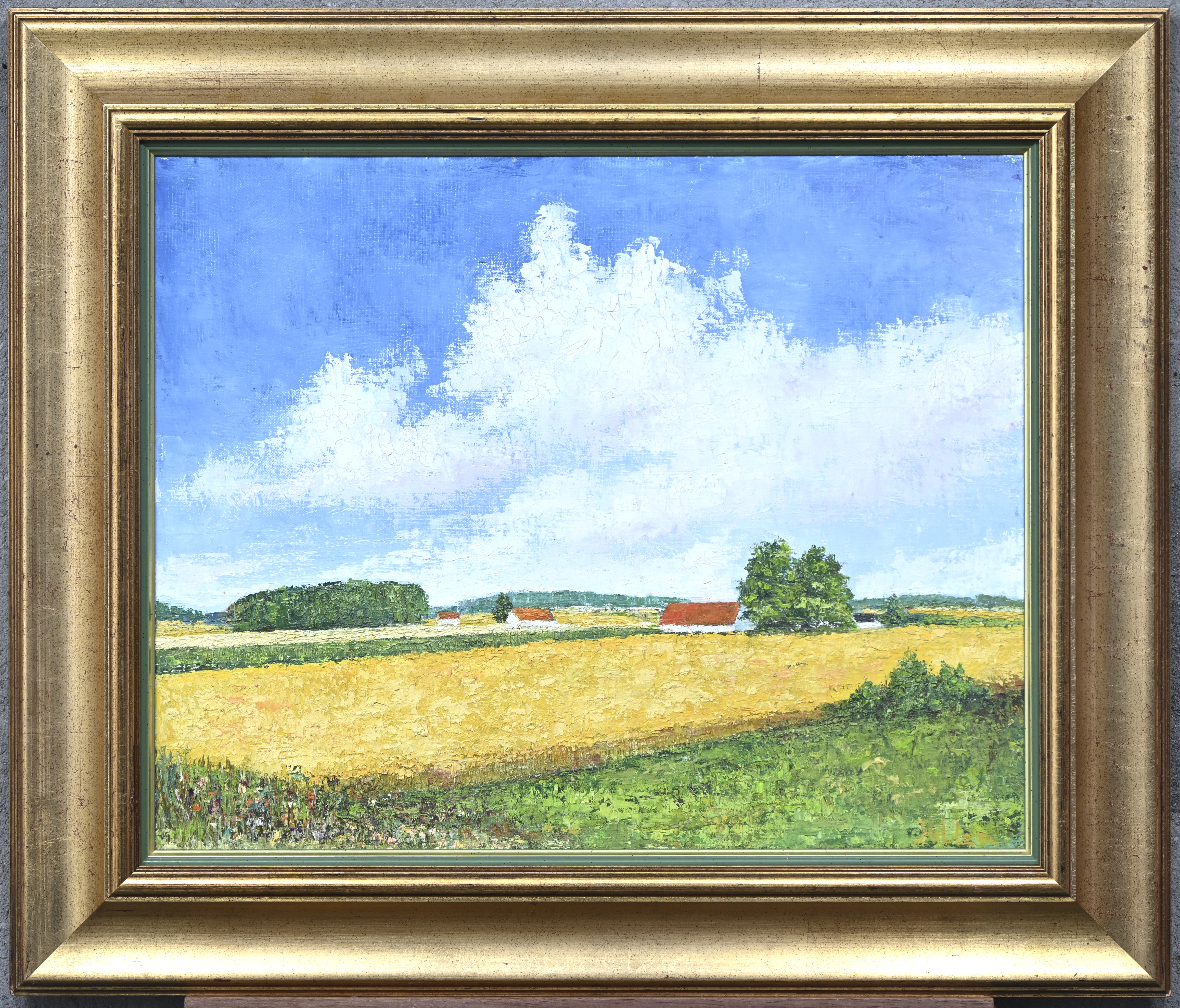 “Overijse Terlanen Veld”, een schilderij, olieverf op doek, gesigneerd en achteraan gedateerd 1994 “Overijse Terlanen Veld”, een schilderij, olieverf op doek, gesigneerd en achteraan gedateerd 1994.