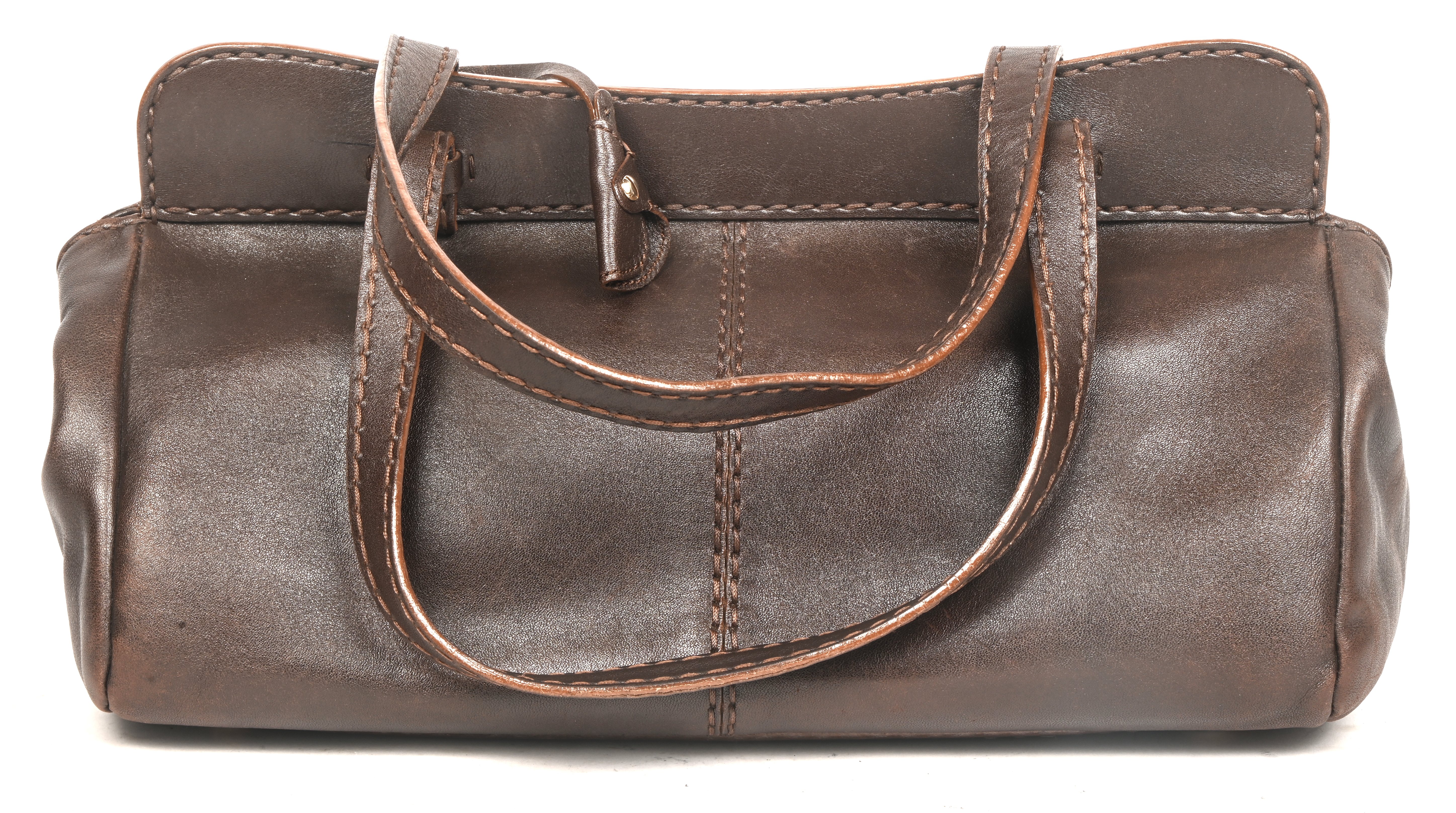 Een Tod’s handtas ‘Happy Patina Grande’ in bruin leer. Met sleutel. Met originele zak Een Tod’s handtas ‘Happy Patina Grande’ in bruin leer. Met sleutel. Met originele zak.