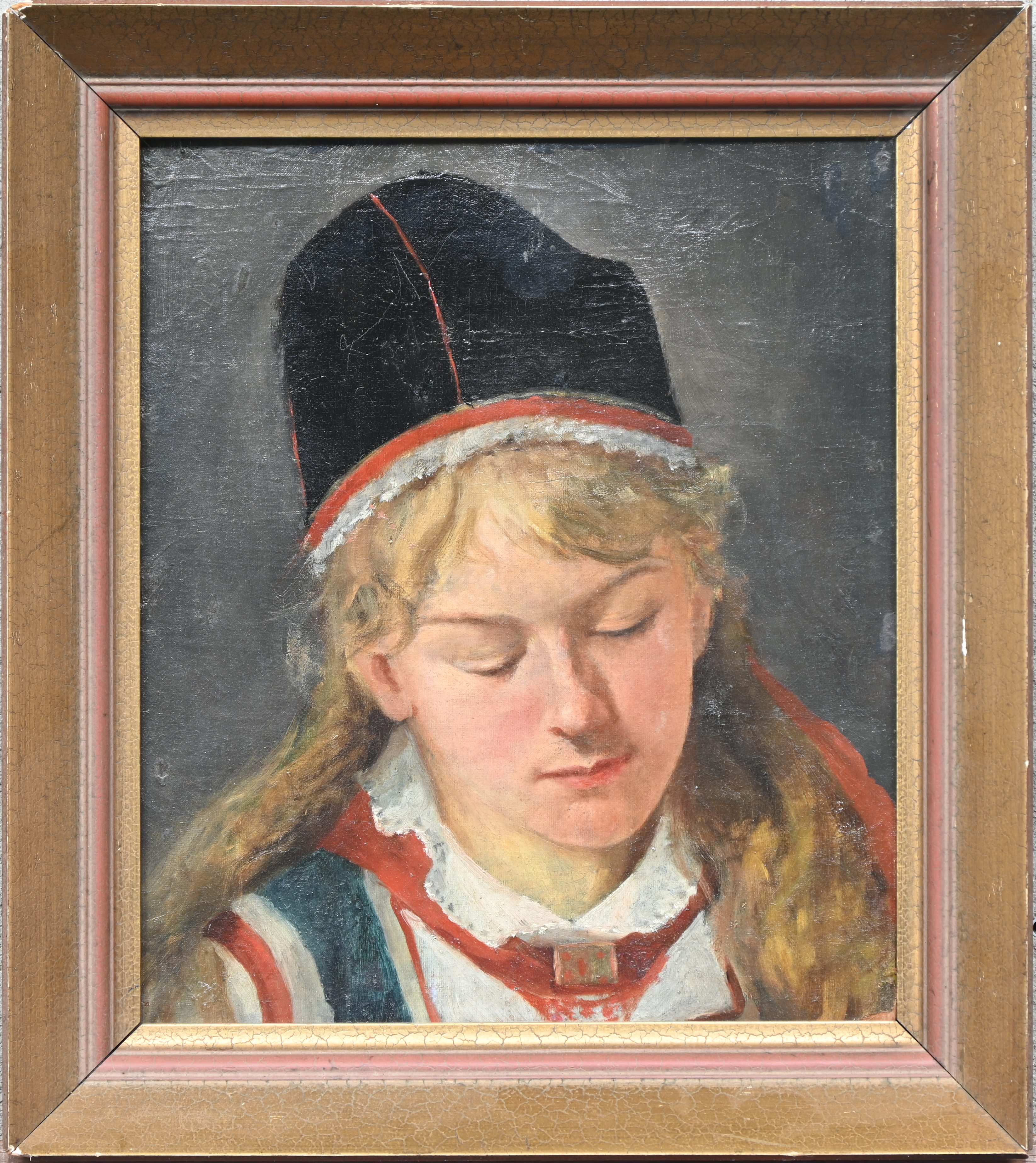 ‘Portret van een jonge vrouw in klederdracht’, een olieverfschilderij op paneel. Niet gesigneerd ‘Portret van een jonge vrouw in klederdracht’, een olieverfschilderij op paneel. Niet gesigneerd.