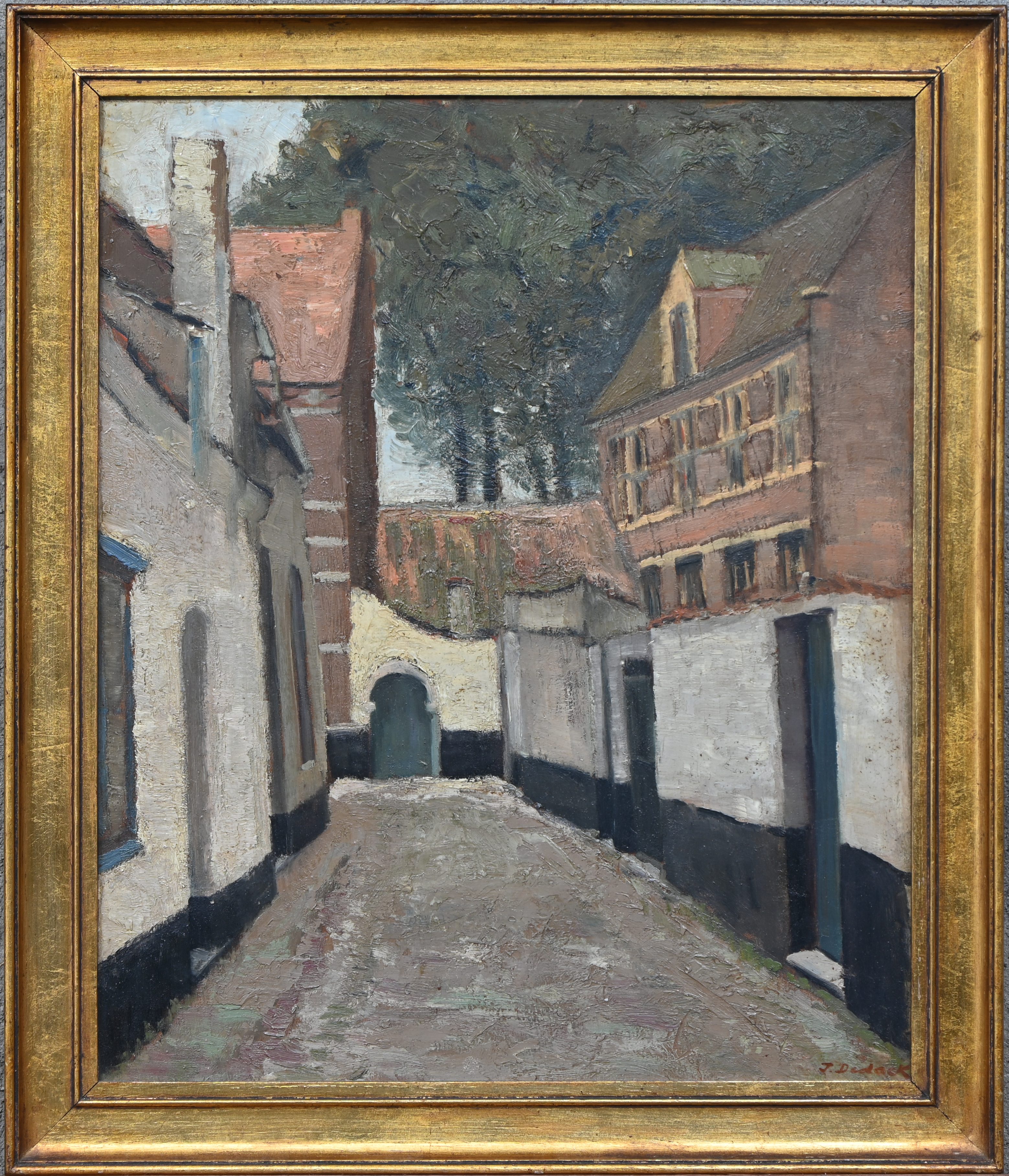‘Het begijnhof van Lier’, een olieverfschilderij op paneel. Gesigneerd ‘Het begijnhof van Lier’, een olieverfschilderij op paneel. Gesigneerd.