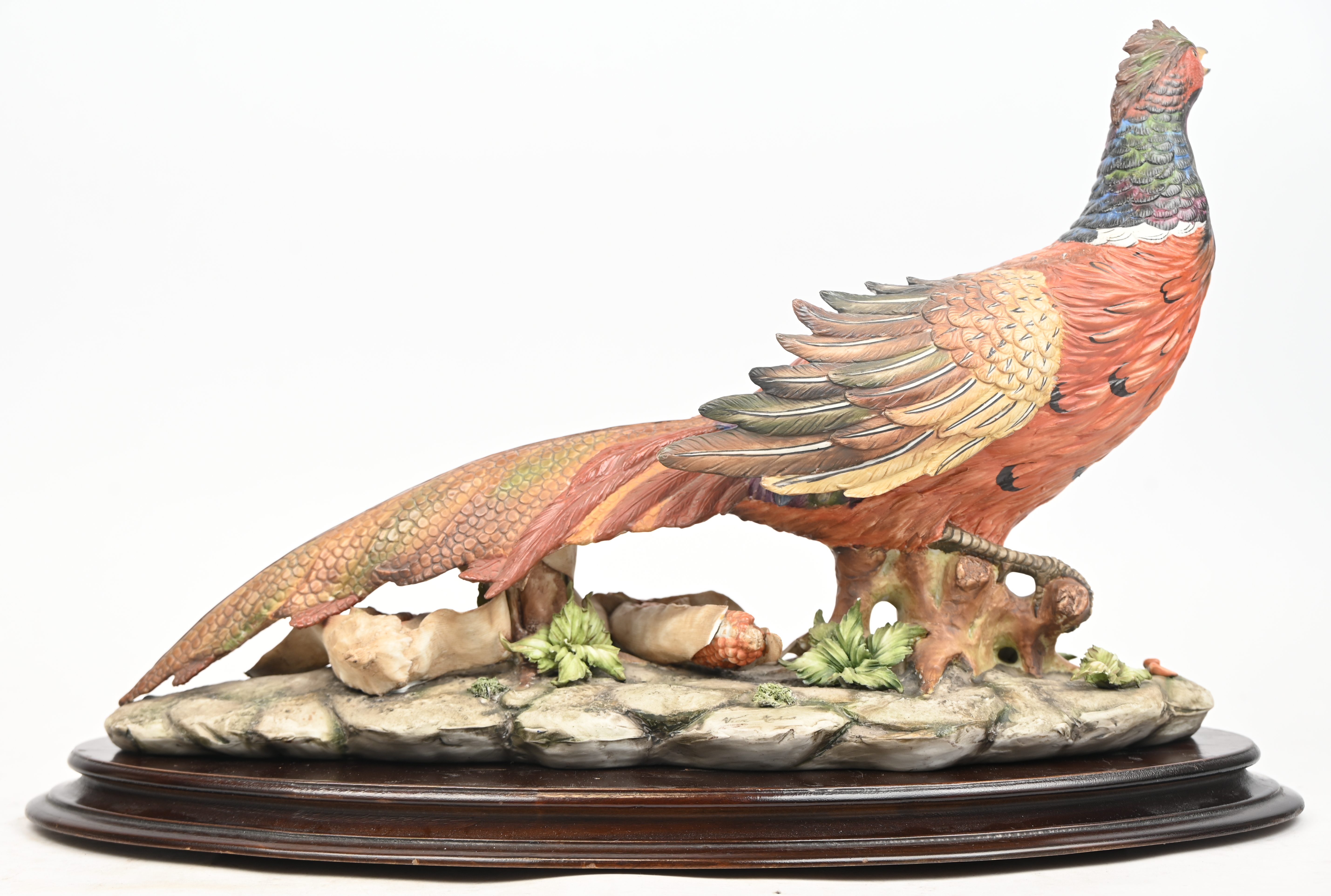 ‘Phasianus Colchicus’, een beeld van meerkleurig Capodimonte porselein. Gemerkt ‘Vier Tasca’, met schade ‘Phasianus Colchicus’, een beeld van meerkleurig Capodimonte porselein. Gemerkt ‘Vier Tasca’, met schade.