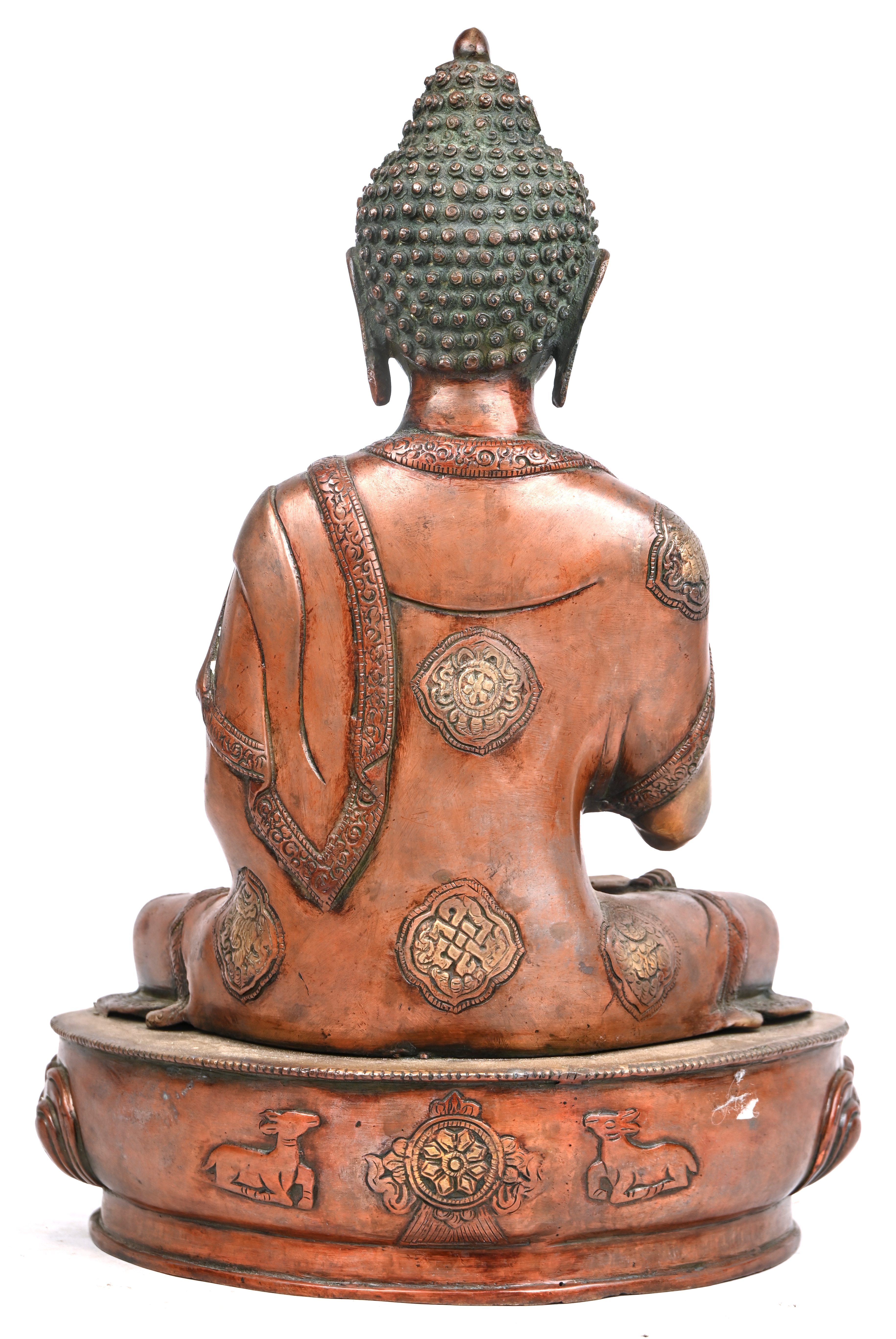 Een Zuid-Oost-Aziatische bronzen Boeddha, polychroom gepatineerd Een Zuid-Oost-Aziatische bronzen Boeddha, polychroom gepatineerd.