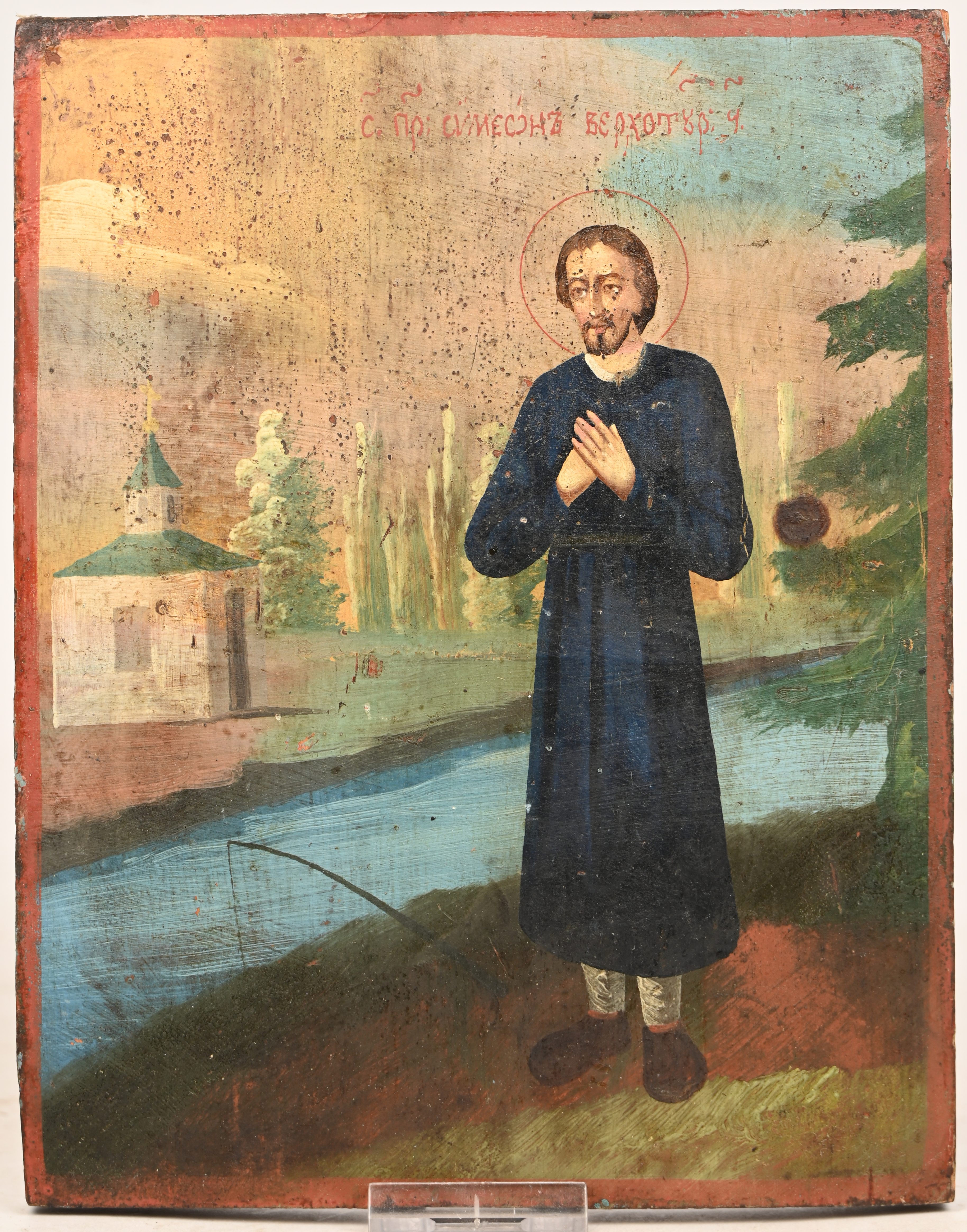 “Sint Simeon”. Russische icoon. Tempera en olieverf op paneel, XIXde eeuw “Sint Simeon”. Russische icoon. Tempera en olieverf op paneel, XIXde eeuw.