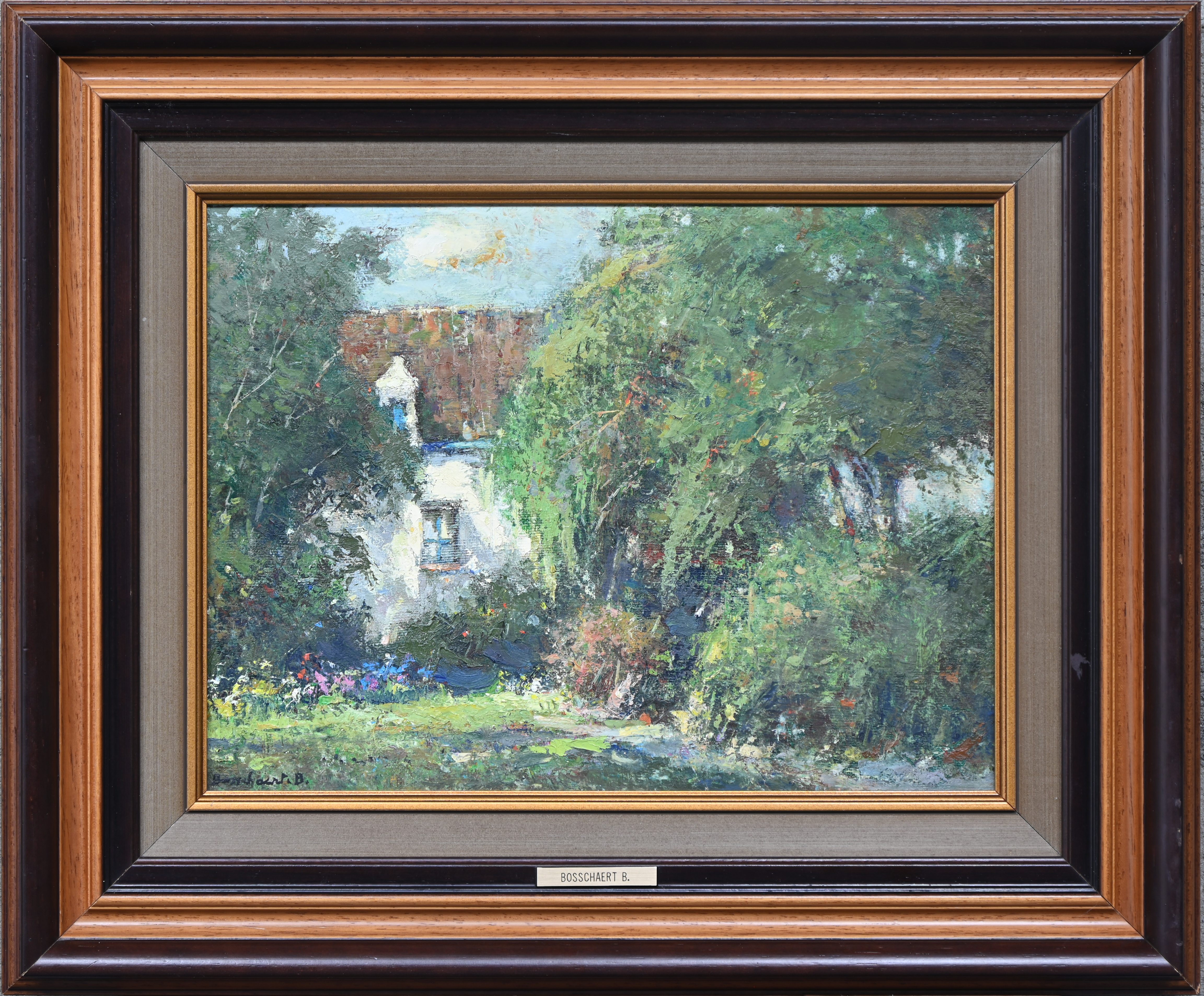 ‘Landschap met hoeve’, een olieverfschilderij op doek. Gesigneerd ‘Landschap met hoeve’, een olieverfschilderij op doek. Gesigneerd.