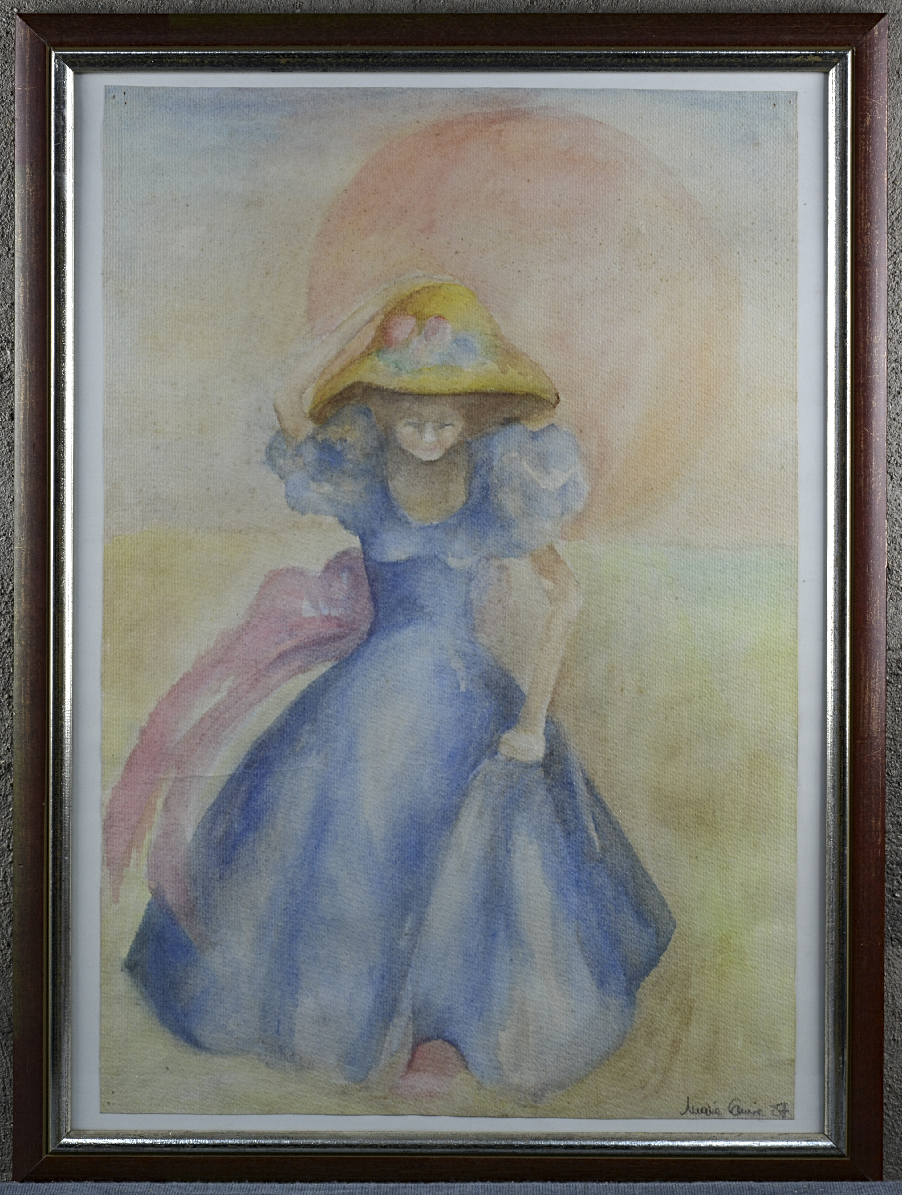 “Bloemenmeisje”. Een aquarel op papier. Gesigneerd “Bloemenmeisje”. Een aquarel op papier. Gesigneerd.