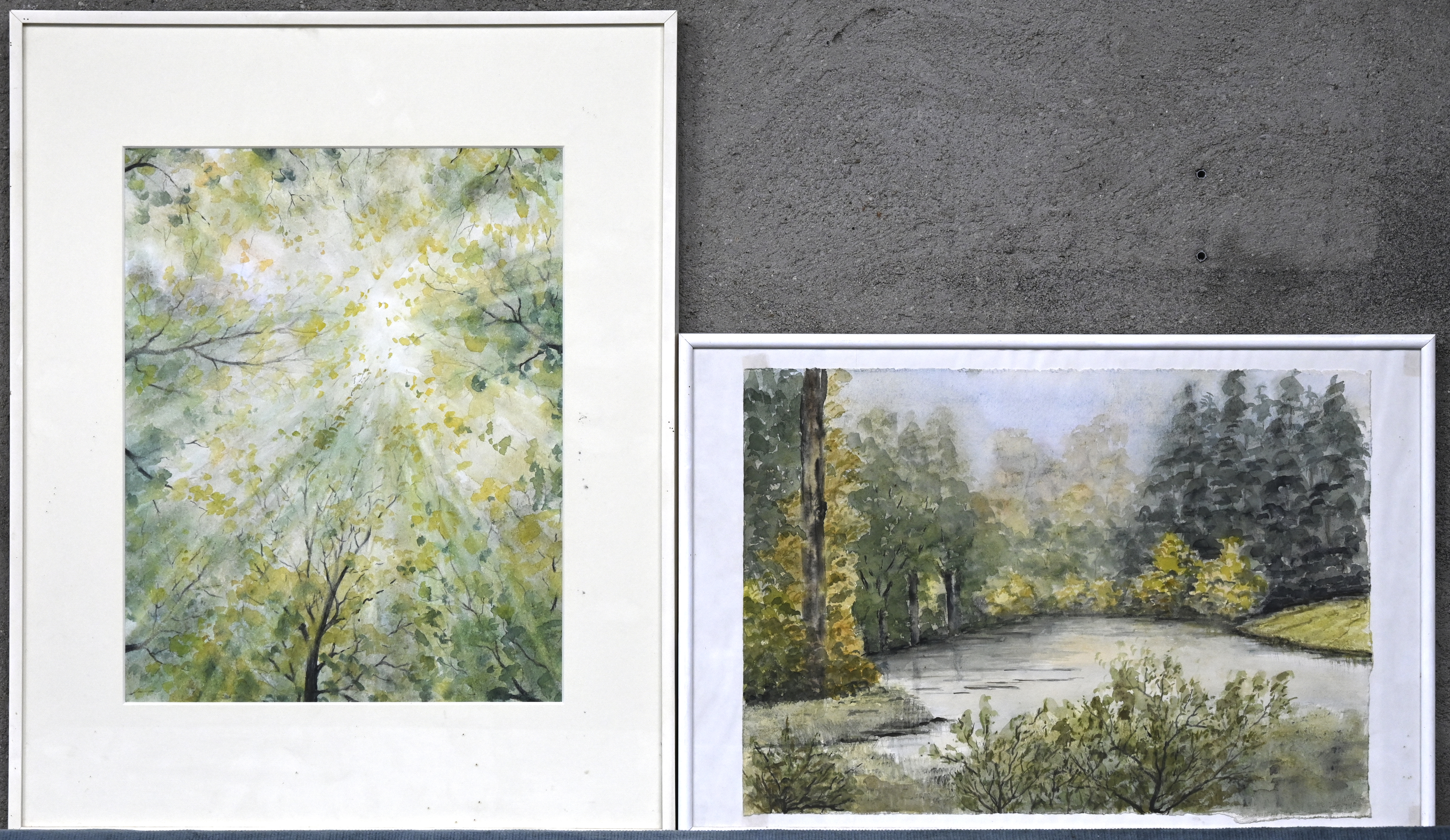 “Parkzicht” & “gebladerte”. Een paar aquarellen op papier. Zonder signatuur “Parkzicht” & “gebladerte”. Een paar aquarellen op papier. Zonder signatuur.