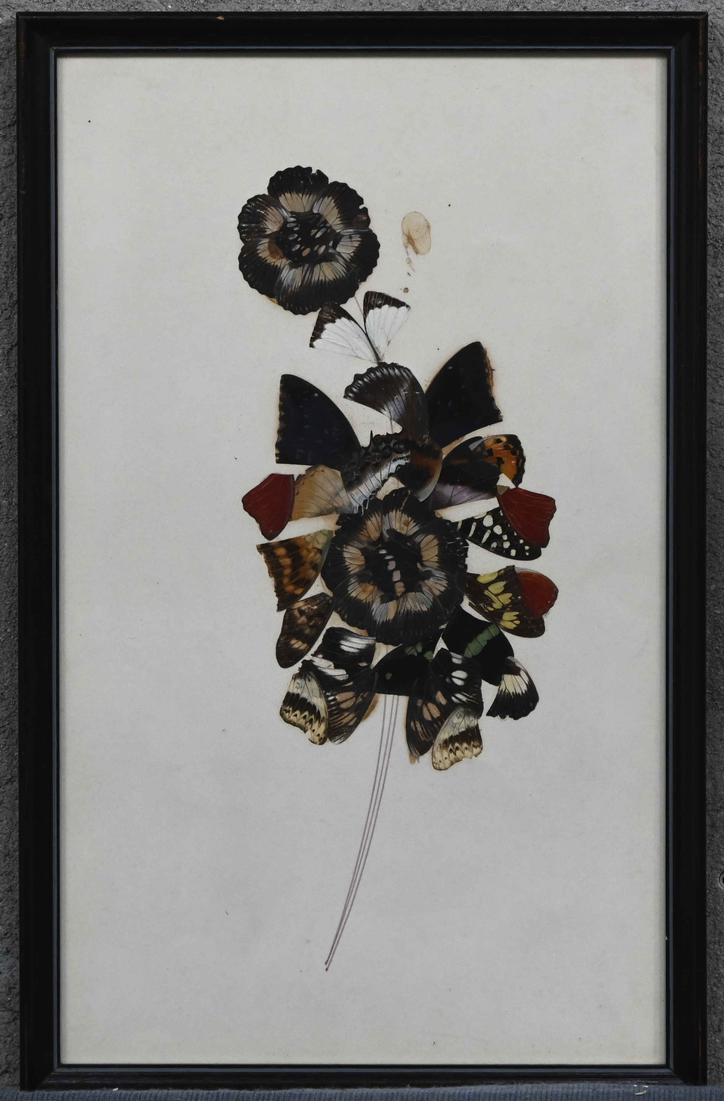 “Vlinderbloem”. Een met vlindervleugels belegde compositie in bloemenvorm, mixed media op papier “Vlinderbloem”. Een met vlindervleugels belegde compositie in bloemenvorm, mixed media op papier.