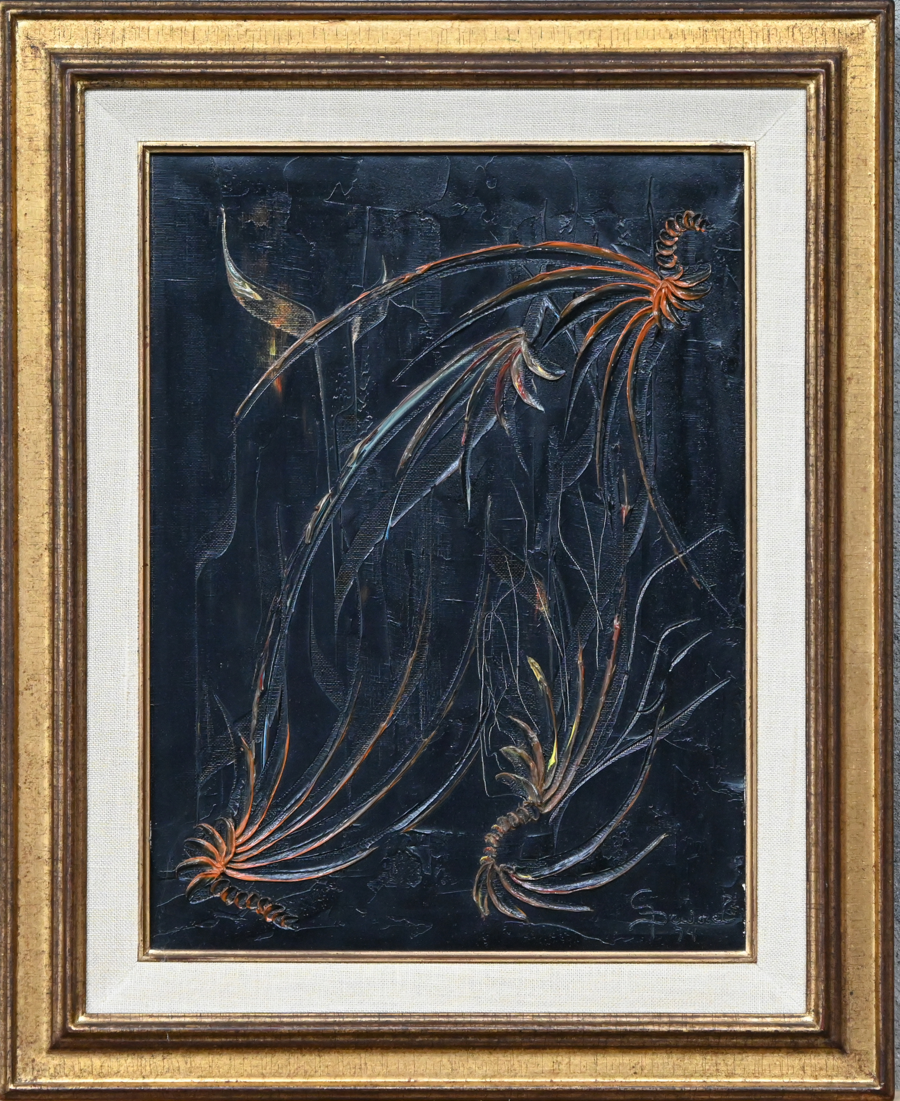 “Gestileerde Flora”. Een schilderij, olieverf op doek. Onderaan gesigneerd “S Dewael” “Gestileerde Flora”. Een schilderij, olieverf op doek. Onderaan gesigneerd “S Dewael”.