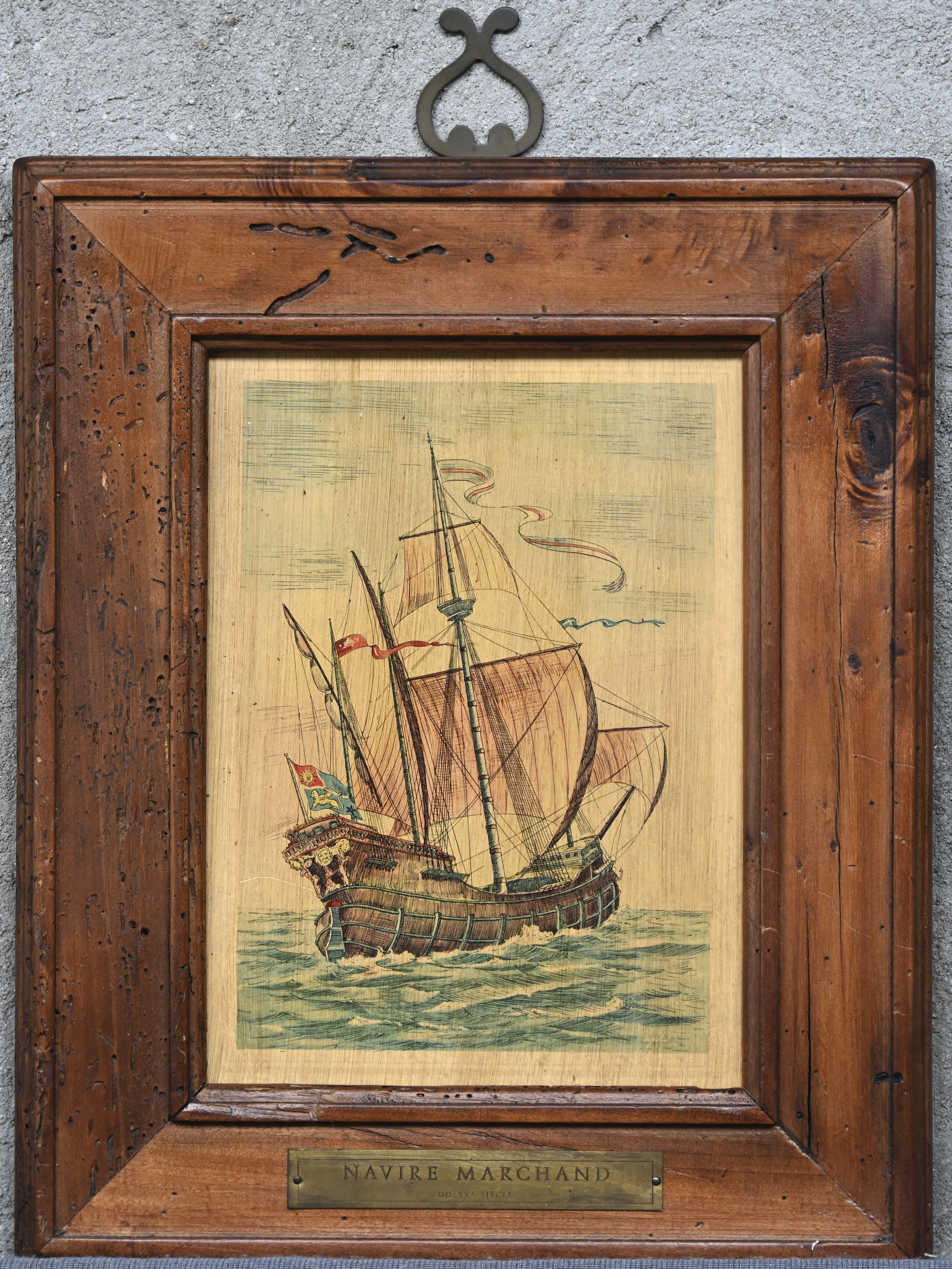 “Navire Marchand”. Een print op paneel “Navire Marchand”. Een print op paneel.