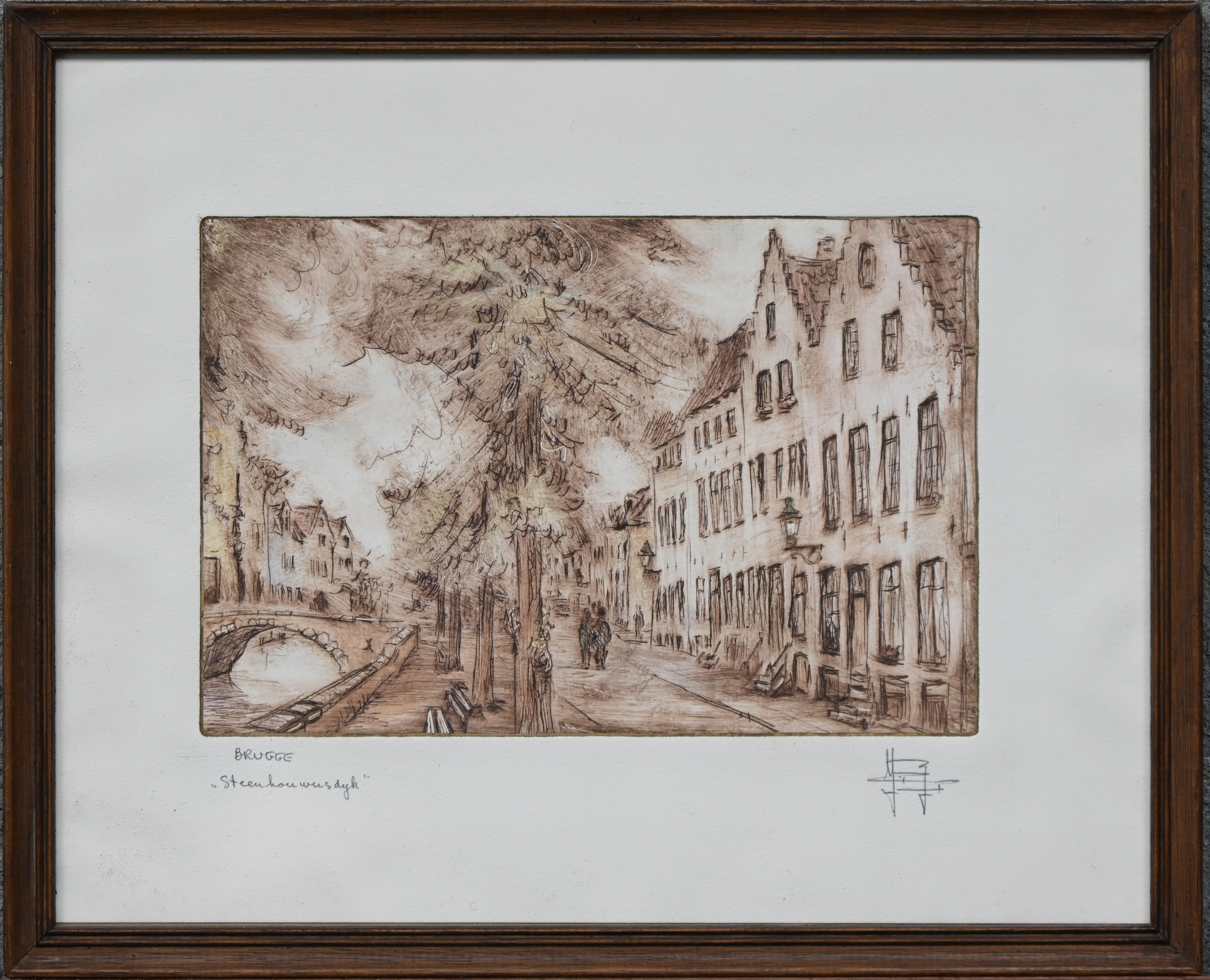 “Steenhouwersdijk”. Een ets op papier, buiten de plaat gesigneerd “Steenhouwersdijk”. Een ets op papier, buiten de plaat gesigneerd.