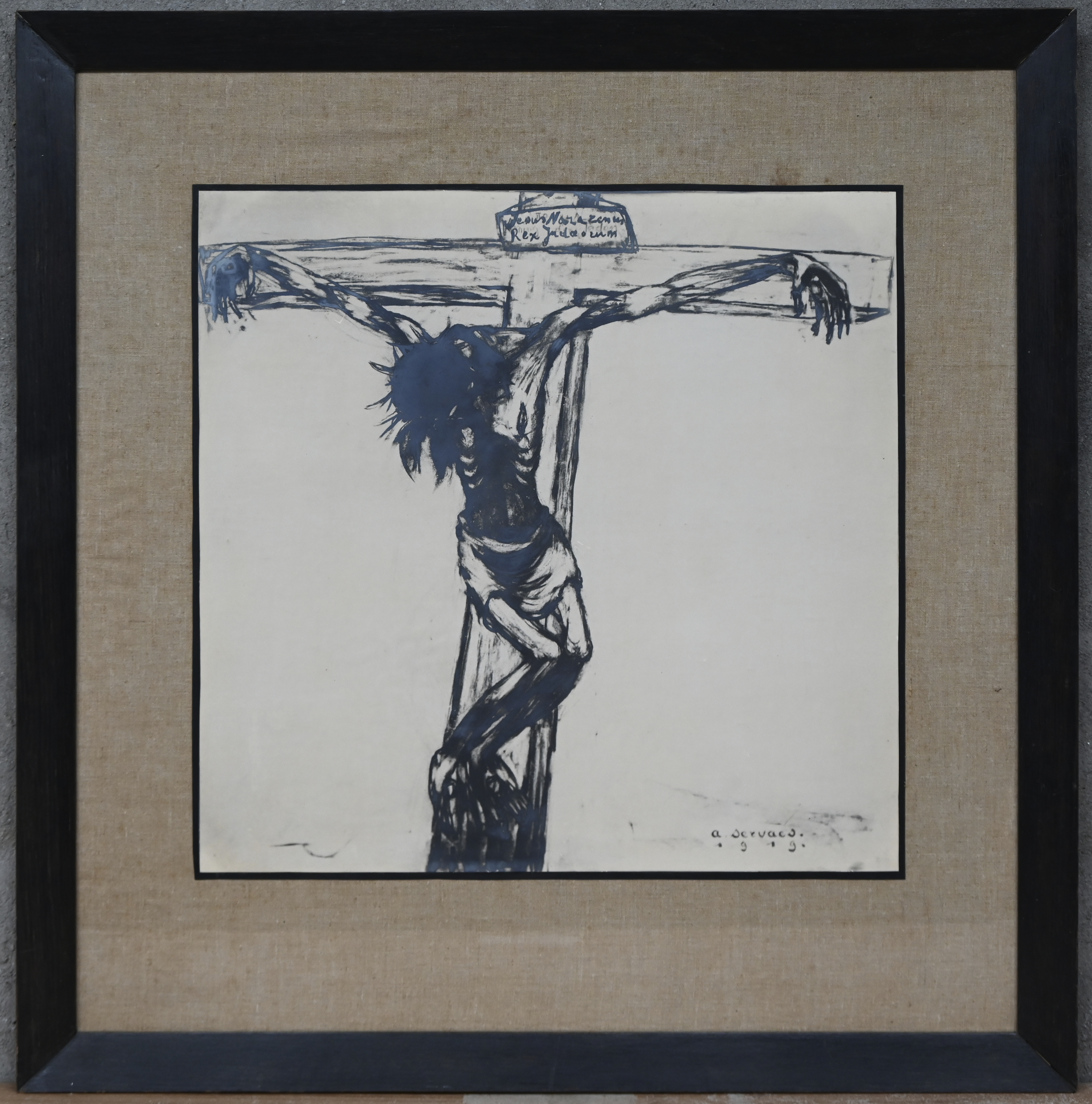 "Jezus sterft aan het kruis". Een foto op papier, naar het werk van Albert Servaes, 1919 "Jezus sterft aan het kruis". Een foto op papier, naar het werk van Albert Servaes, 1919.