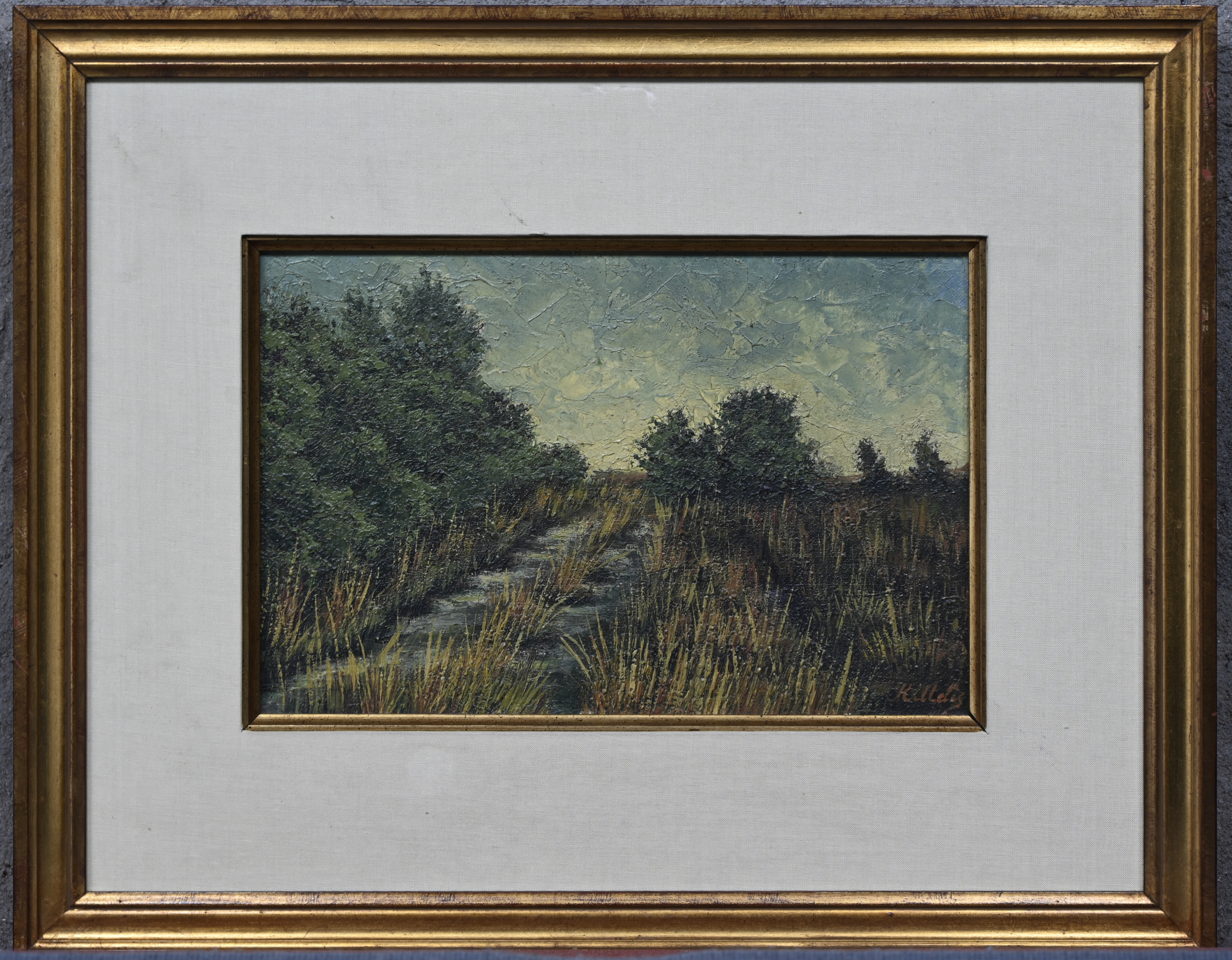 “Heidezicht met wegel”. Een schilderij, olieverf op doek “Heidezicht met wegel”. Een schilderij, olieverf op doek.