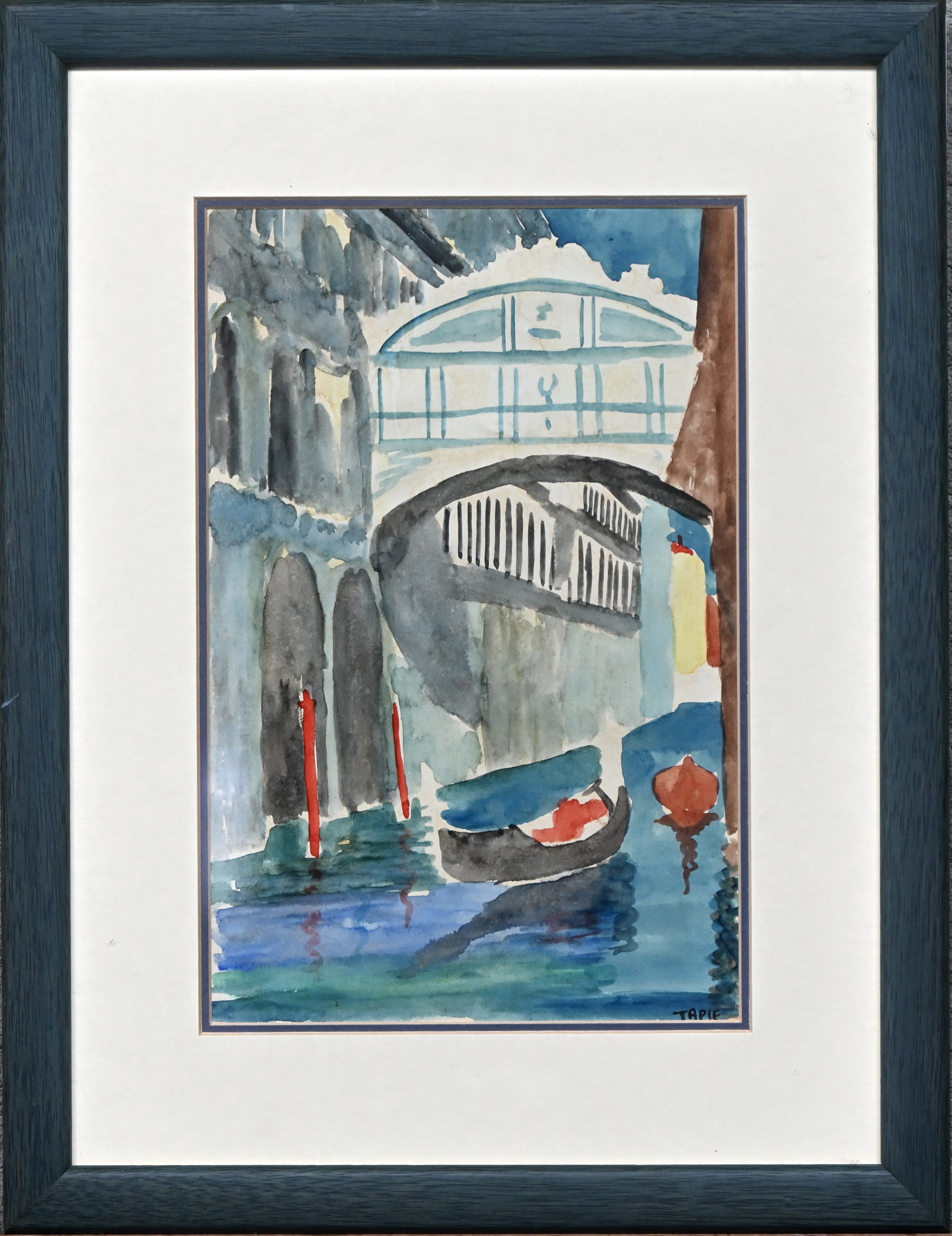 “Venetiaans zicht”. Aquarel op papier, gesigneerd Tapie “Venetiaans zicht”. Aquarel op papier, gesigneerd Tapie.