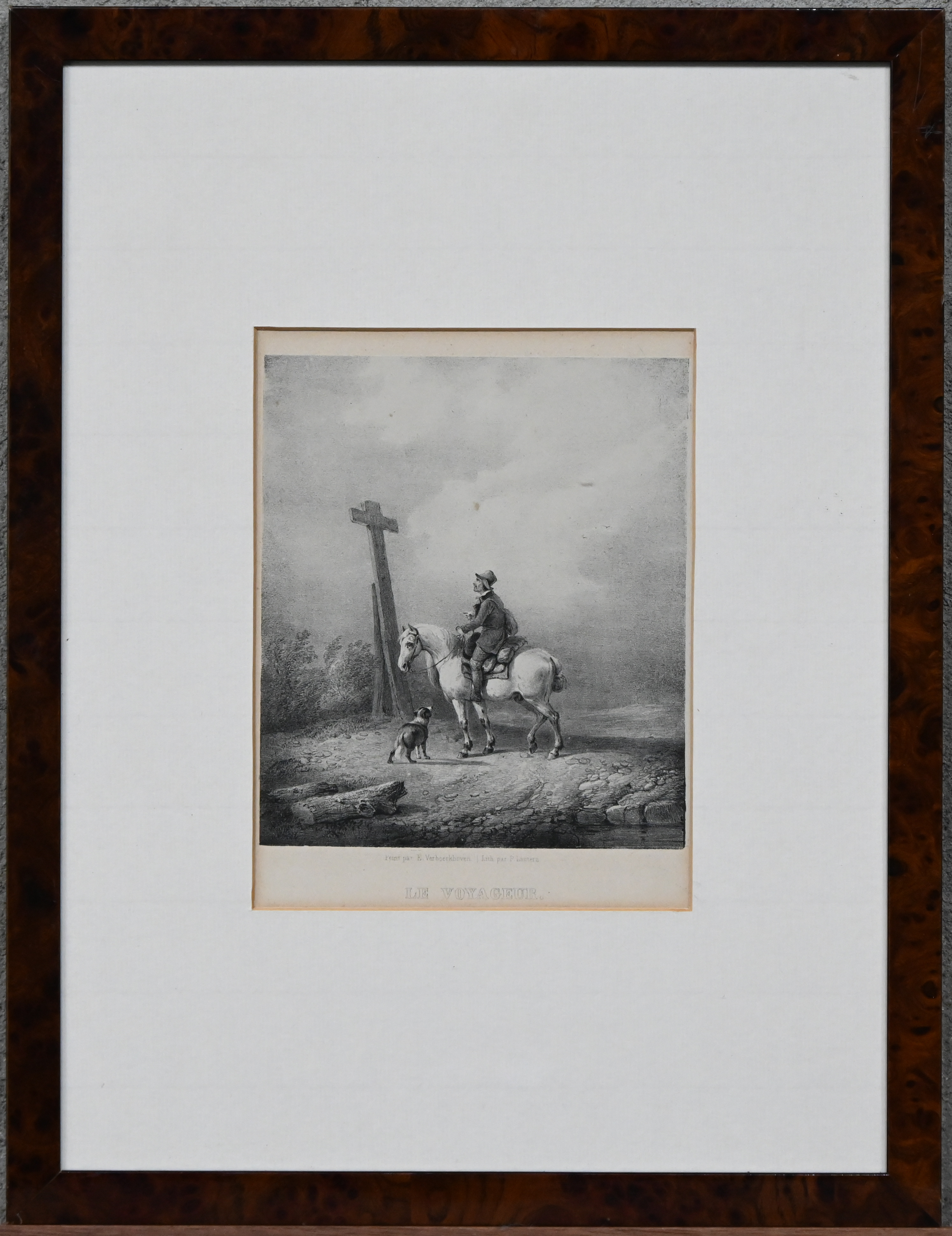 ‘Le Voyageur’, een litho op papier naar E. Verboeckhoven door P ‘Le Voyageur’, een litho op papier naar E. Verboeckhoven door P. Lauters