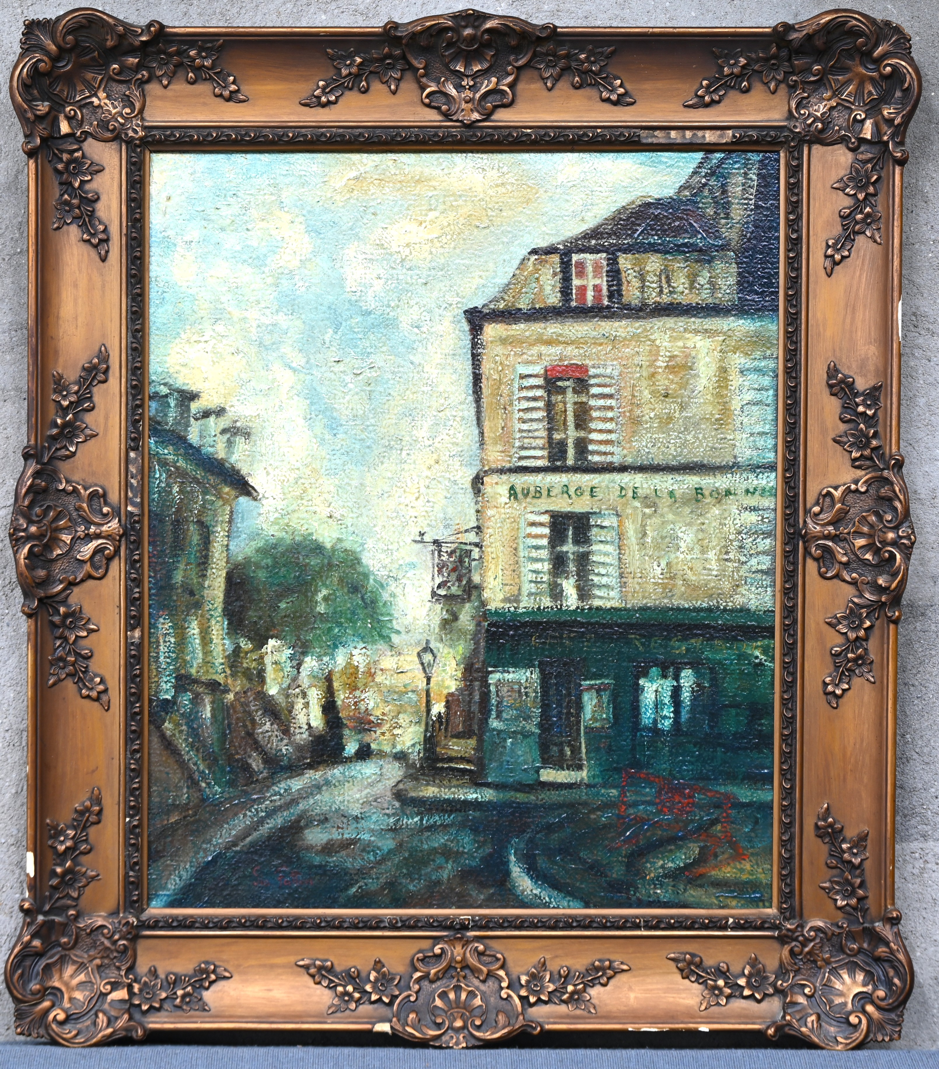 “Parijs straatzicht”, een schilderij, olieverf op doek, draagt handtekening ‘Gio Fattori’ “Parijs straatzicht”, een schilderij, olieverf op doek, draagt handtekening ‘Gio Fattori’.