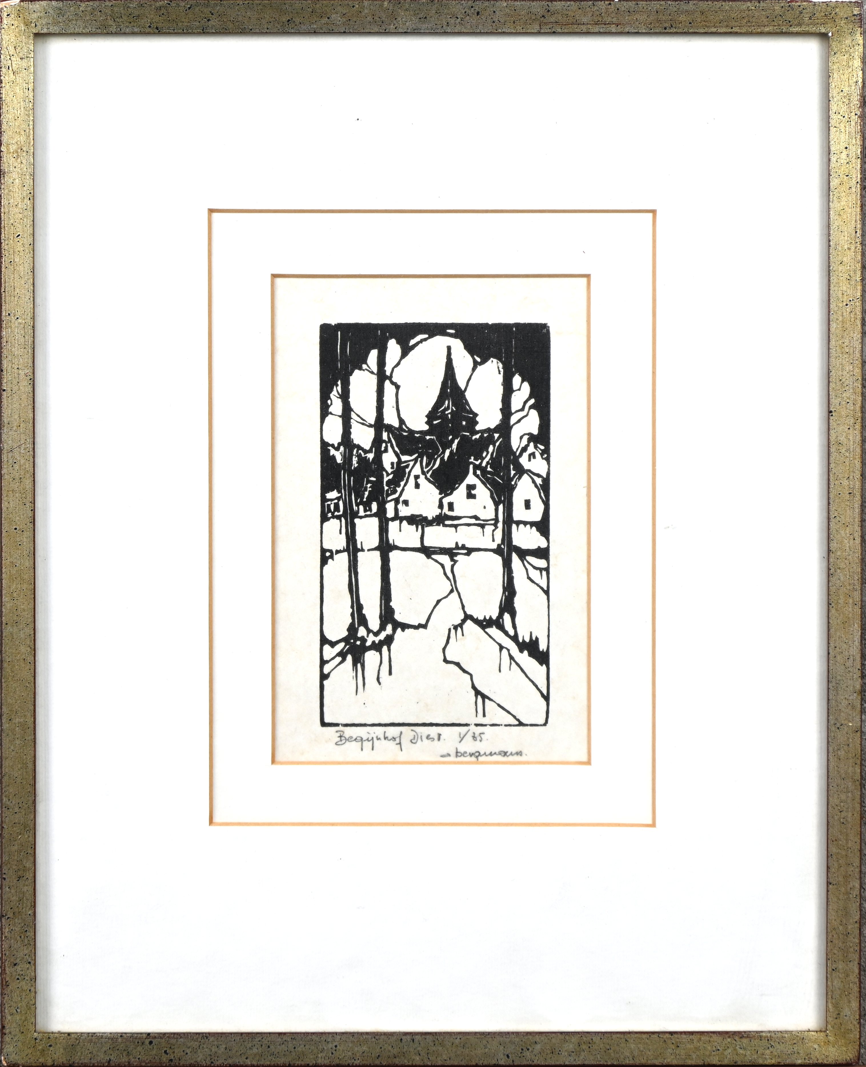 “Begijnhof Diest”. Linosnede. Gesigneerd en genummerd 1/85 buiten de plaat “Begijnhof Diest”. Linosnede. Gesigneerd en genummerd 1/85 buiten de plaat.
