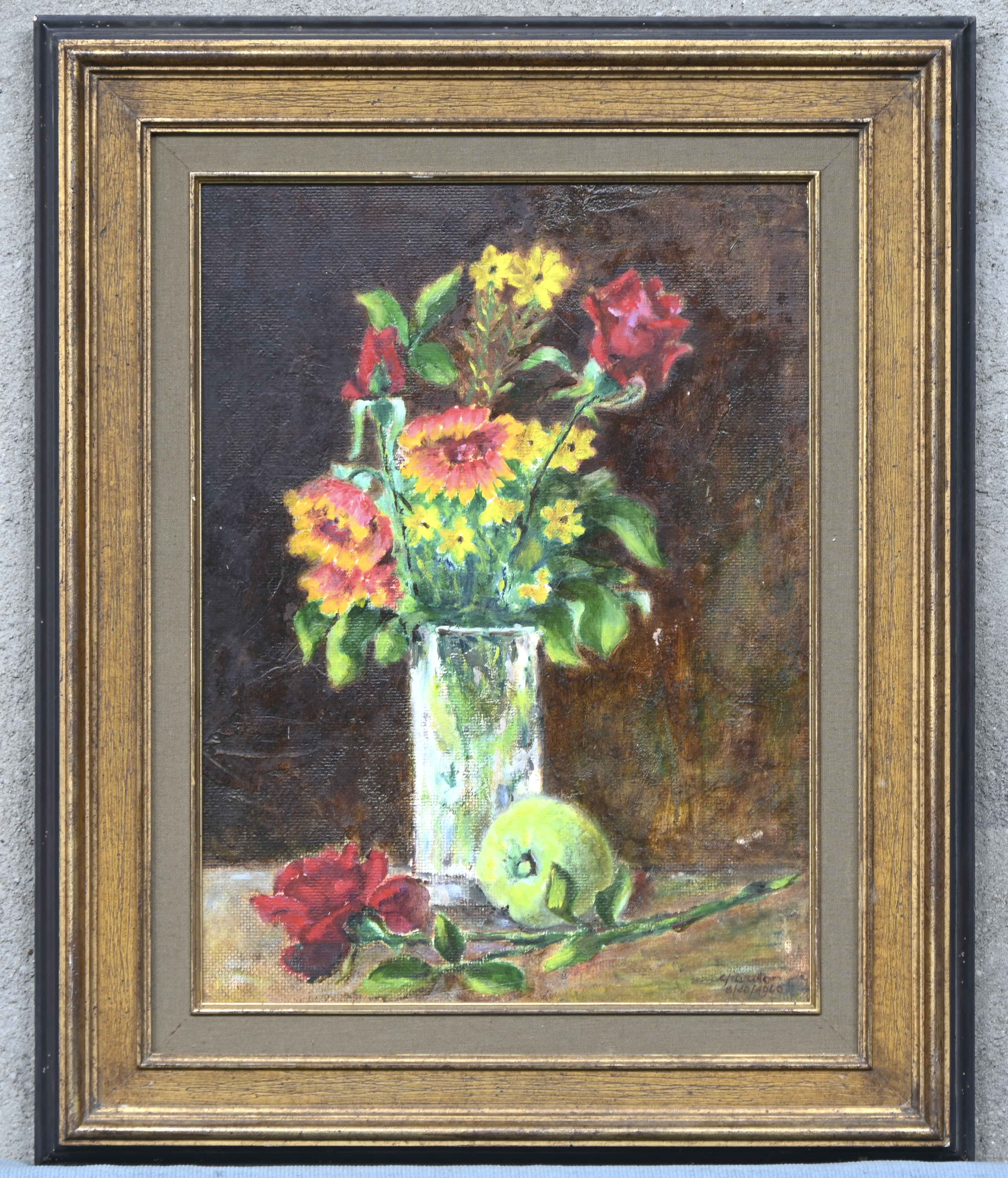 “Zomerbloemen.” Olieverf op doek, gesigneerd. Gedateerd 06/10/1960 “Zomerbloemen.” Olieverf op doek, gesigneerd. Gedateerd 06/10/1960.