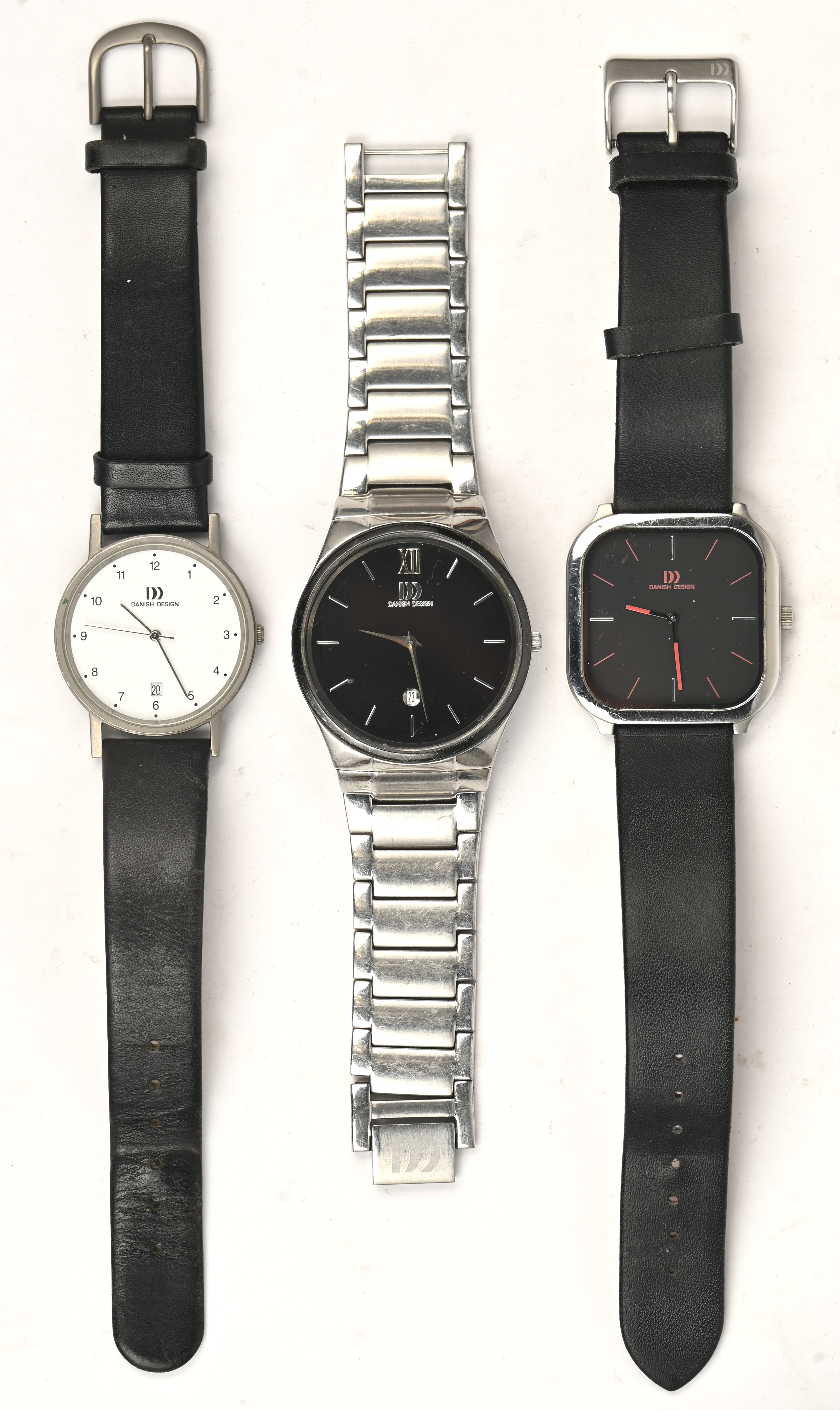Drie verschillende horloges, gemerkt: Danish Design Drie verschillende horloges, gemerkt: Danish Design.