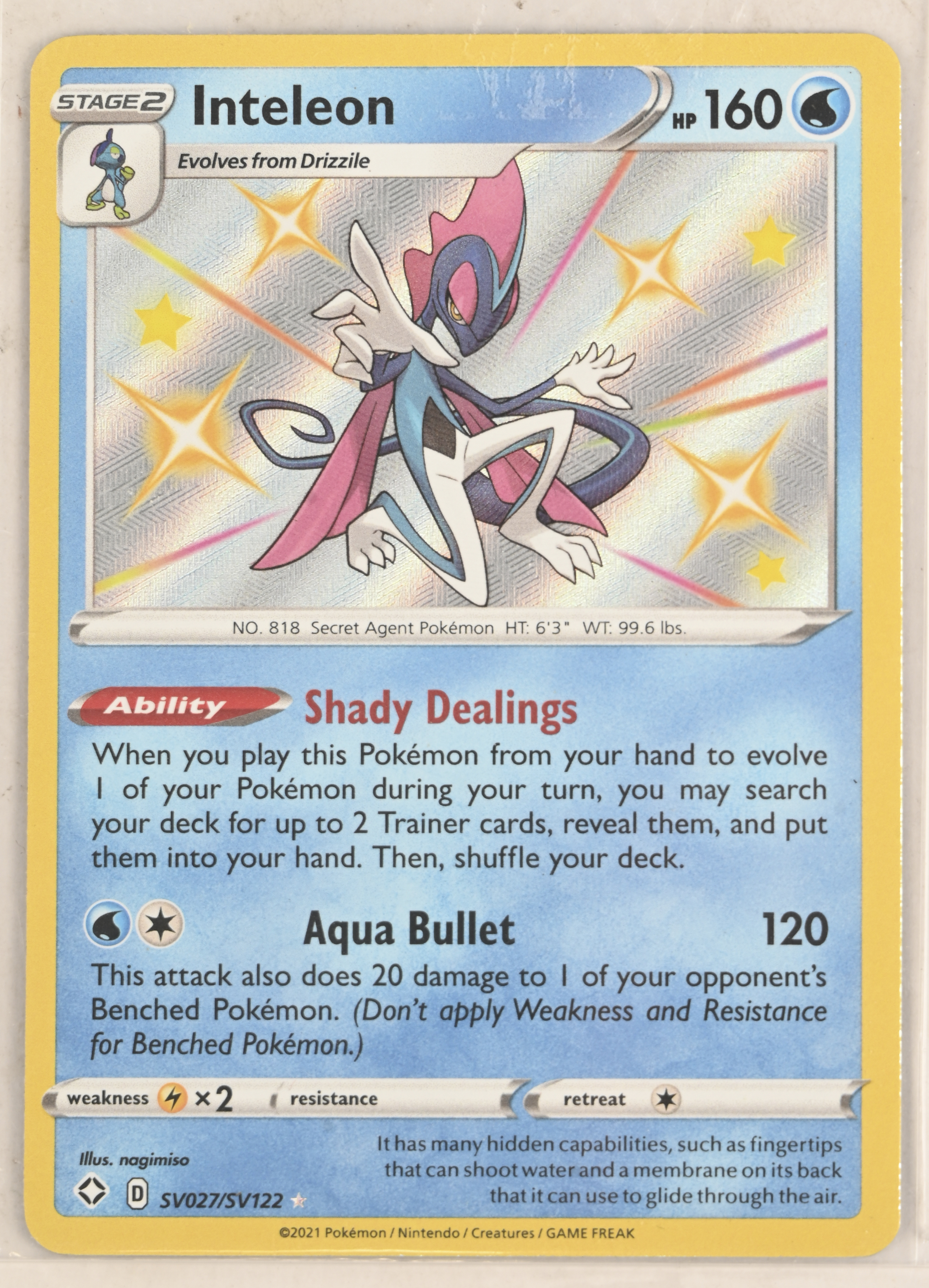 Inteleon - Shining Fates: Shiny Vault (SHFSV) SV027/SV122 / Shiny Holo Inteleon - Shining Fates: Shiny Vault (SHFSV) SV027/SV122 / Shiny Holo.