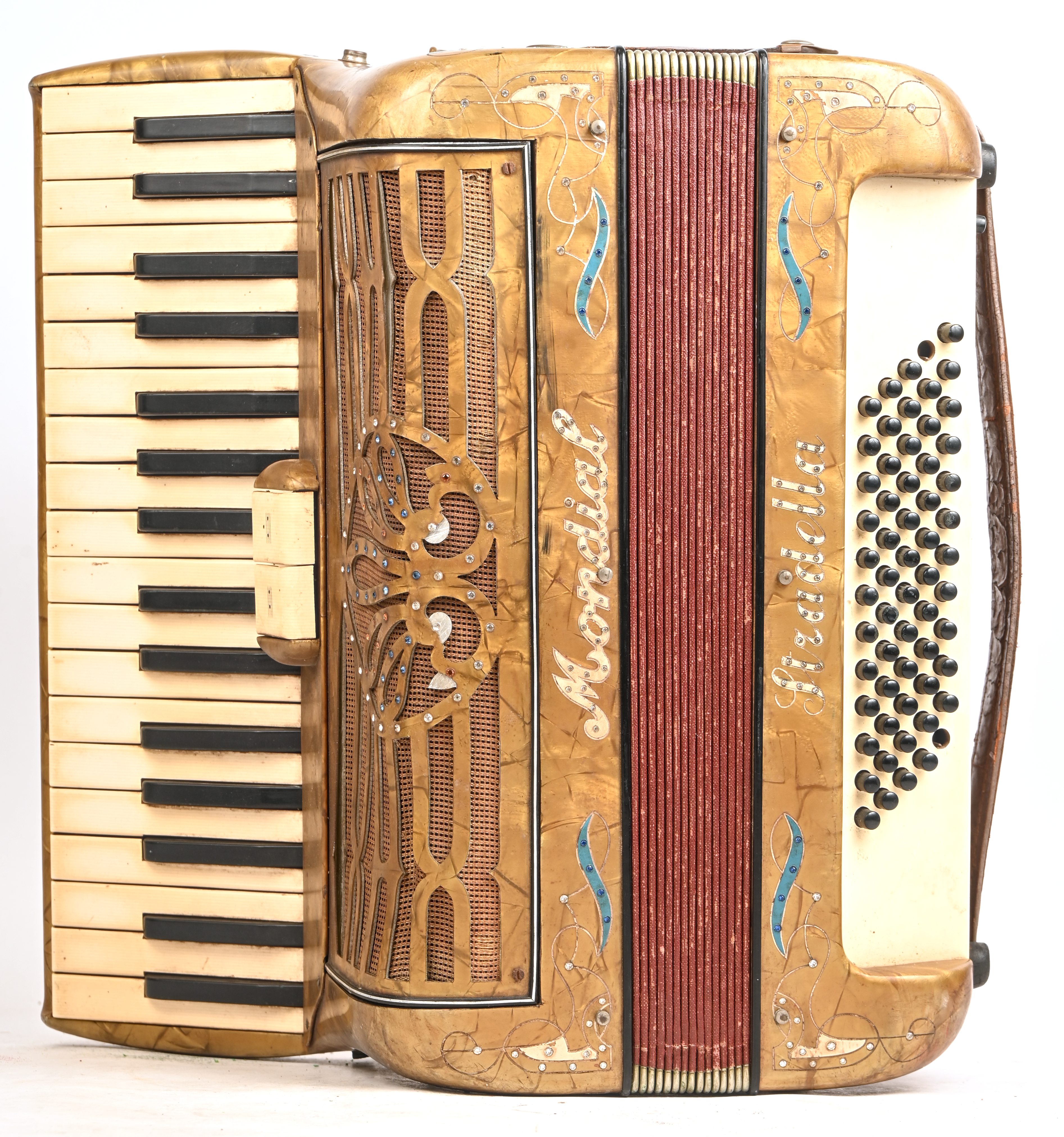 Een vintage accordeon, Mondial Stradella, Italia Een vintage accordeon, Mondial Stradella, Italia.