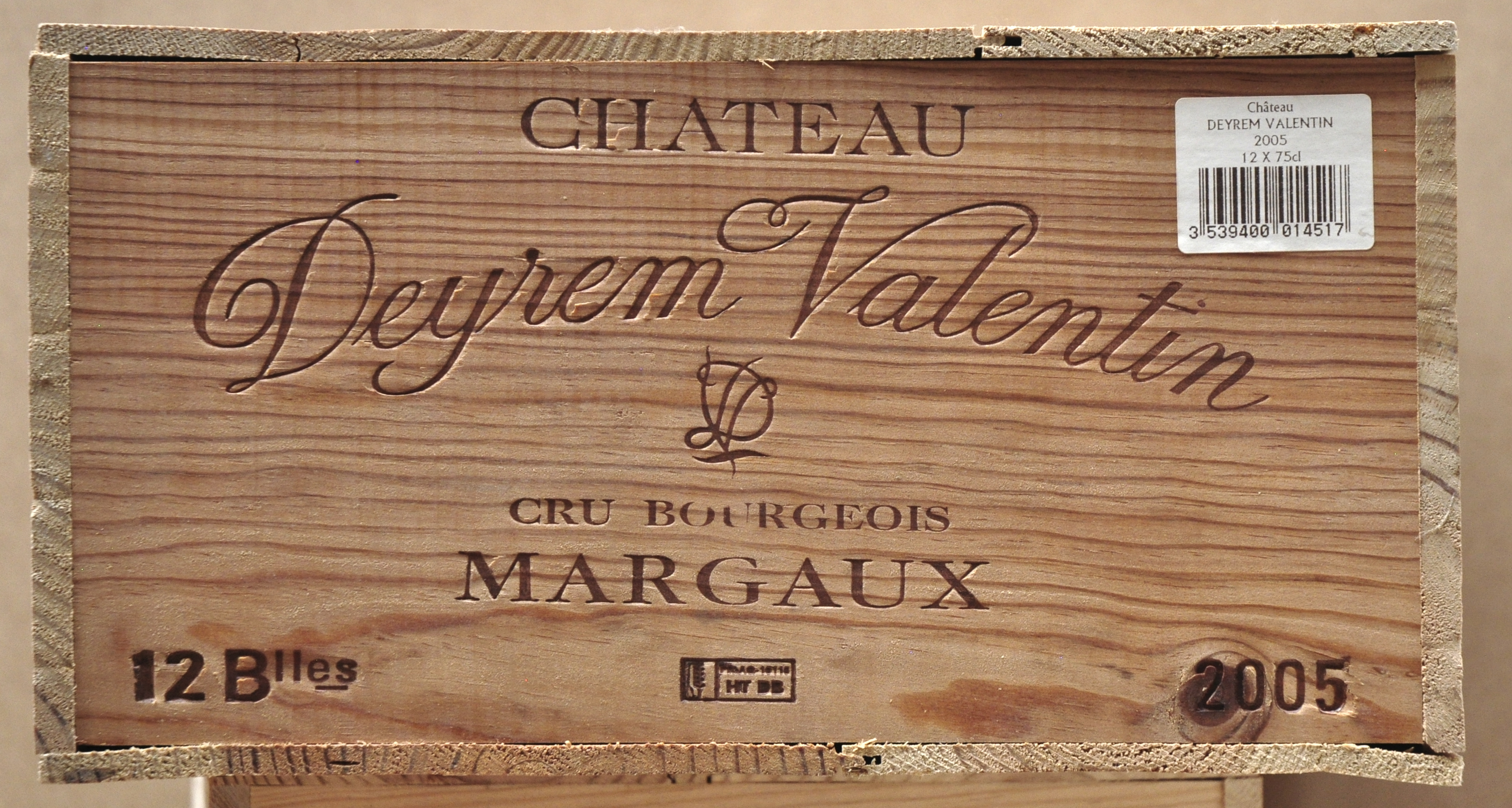 Ch. Deyrem Valentin A.C. Margaux Cru bourgeois supérieur M.C. O.K Ch. Deyrem Valentin A.C. Margaux Cru bourgeois supérieur M.C. O.K. 2005 aantal: 12 bt