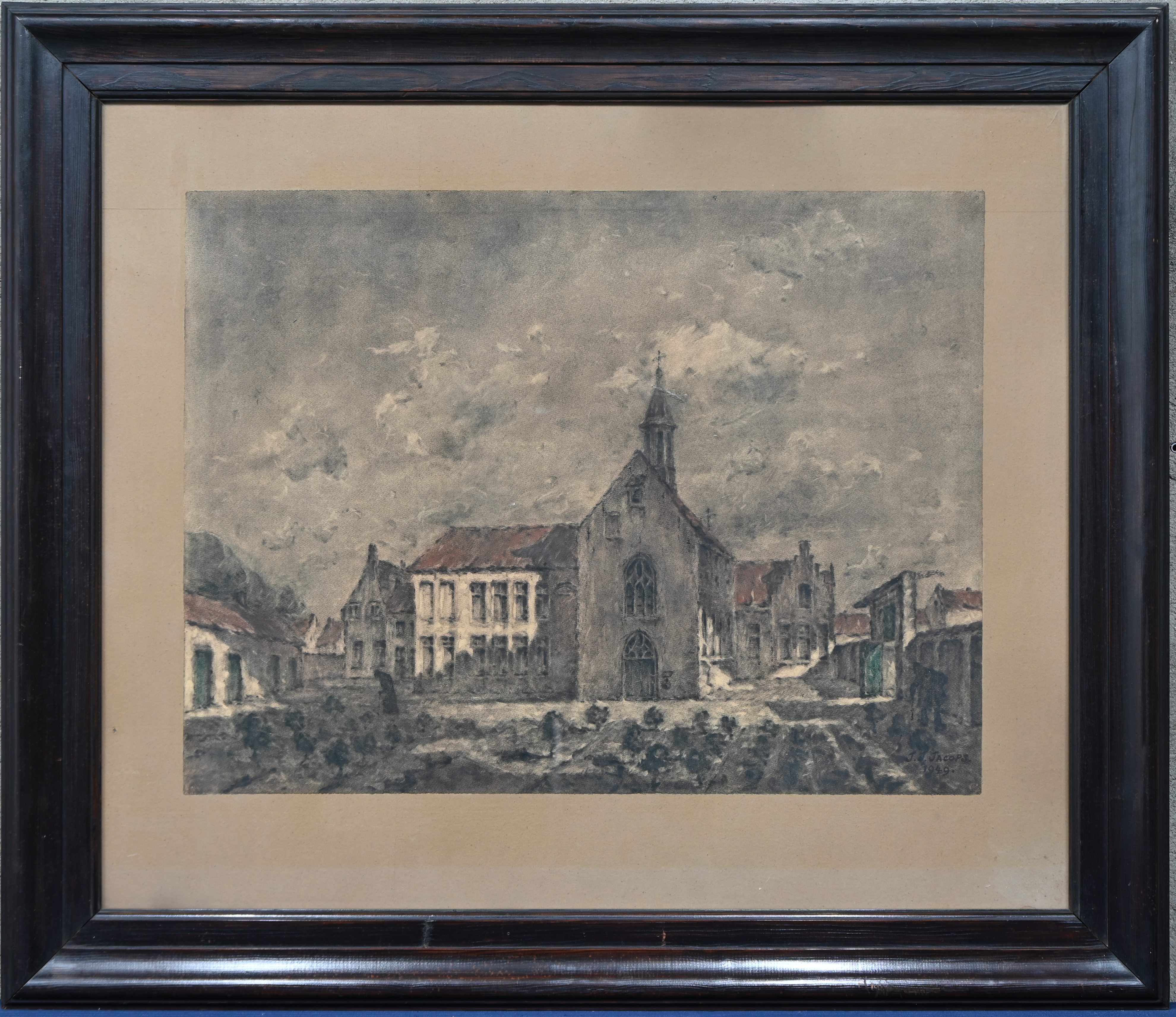 ‘Begijnhof’, gemengde techniek op papier. Gesigneerd ‘J. J. Jacops, 1949’ ‘Begijnhof’, gemengde techniek op papier. Gesigneerd ‘J. J. Jacops, 1949’.