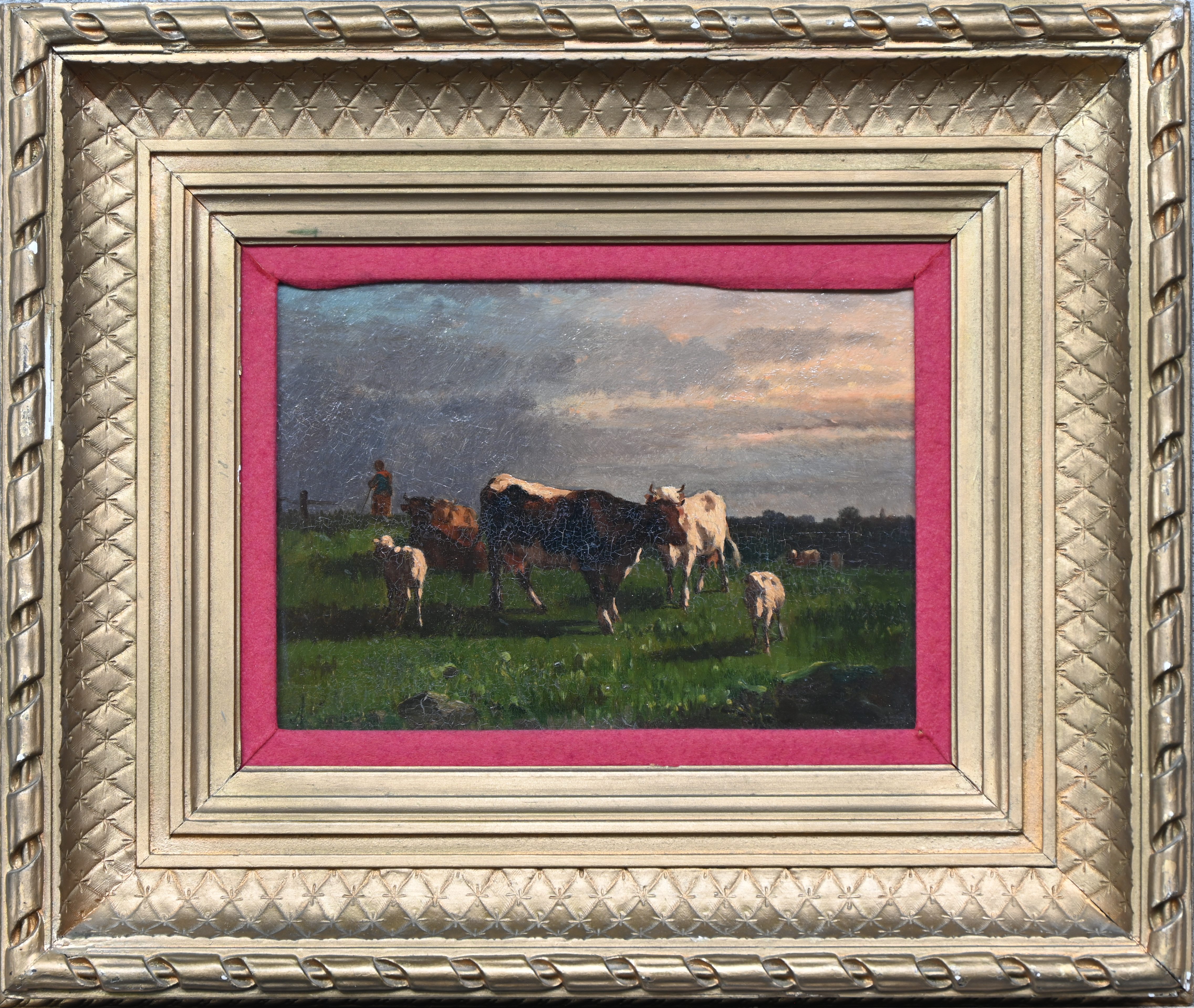 ‘Landschap met runderen’, een 19e eeuws olieverfschilderij op paneel. Getekend A. Cortes ‘Landschap met runderen’, een 19e eeuws olieverfschilderij op paneel. Getekend A. Cortes.