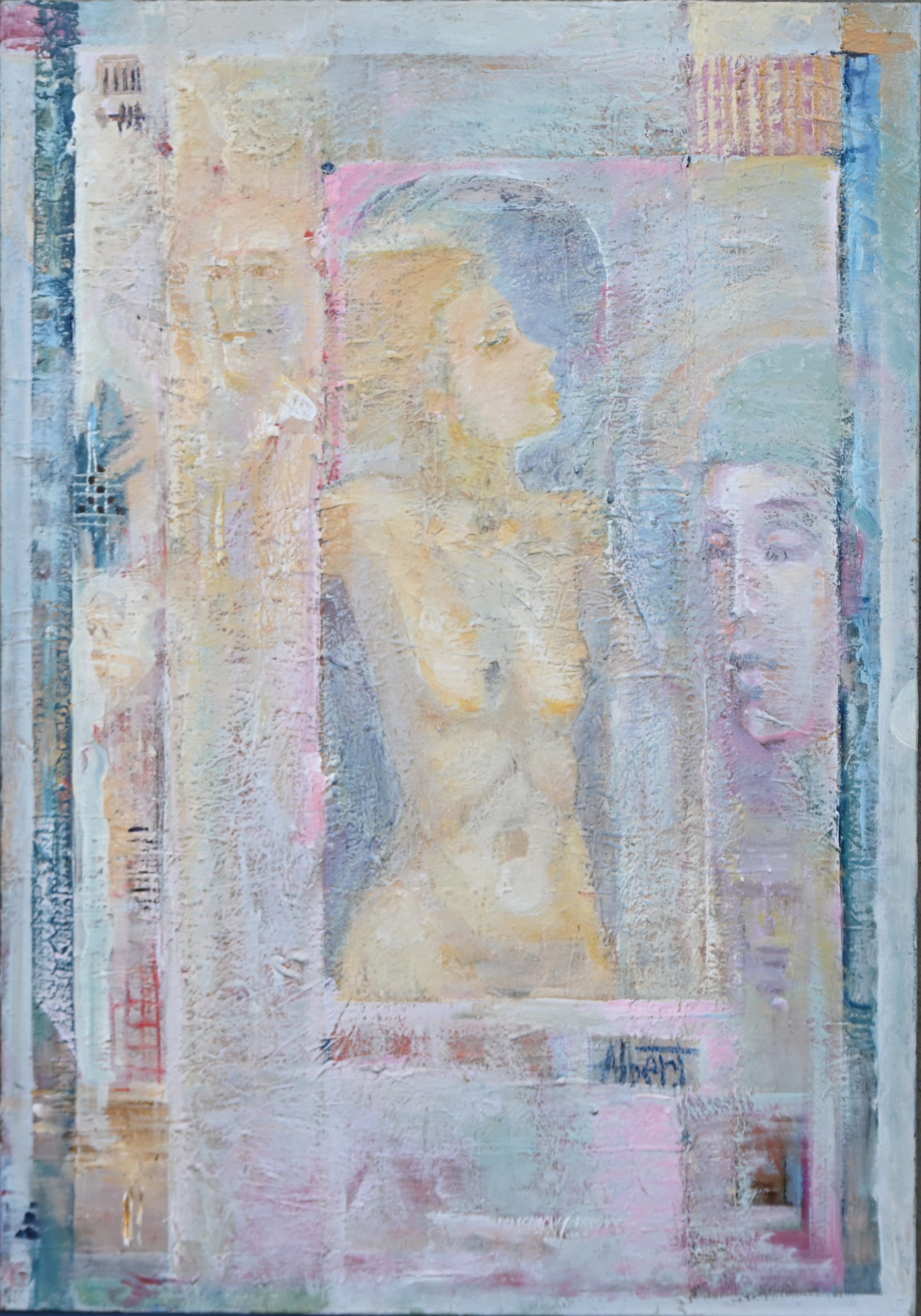 ‘Compositie met staand naakt’, acryl op doek. Gesigneerd ‘Compositie met staand naakt’, acryl op doek. Gesigneerd.