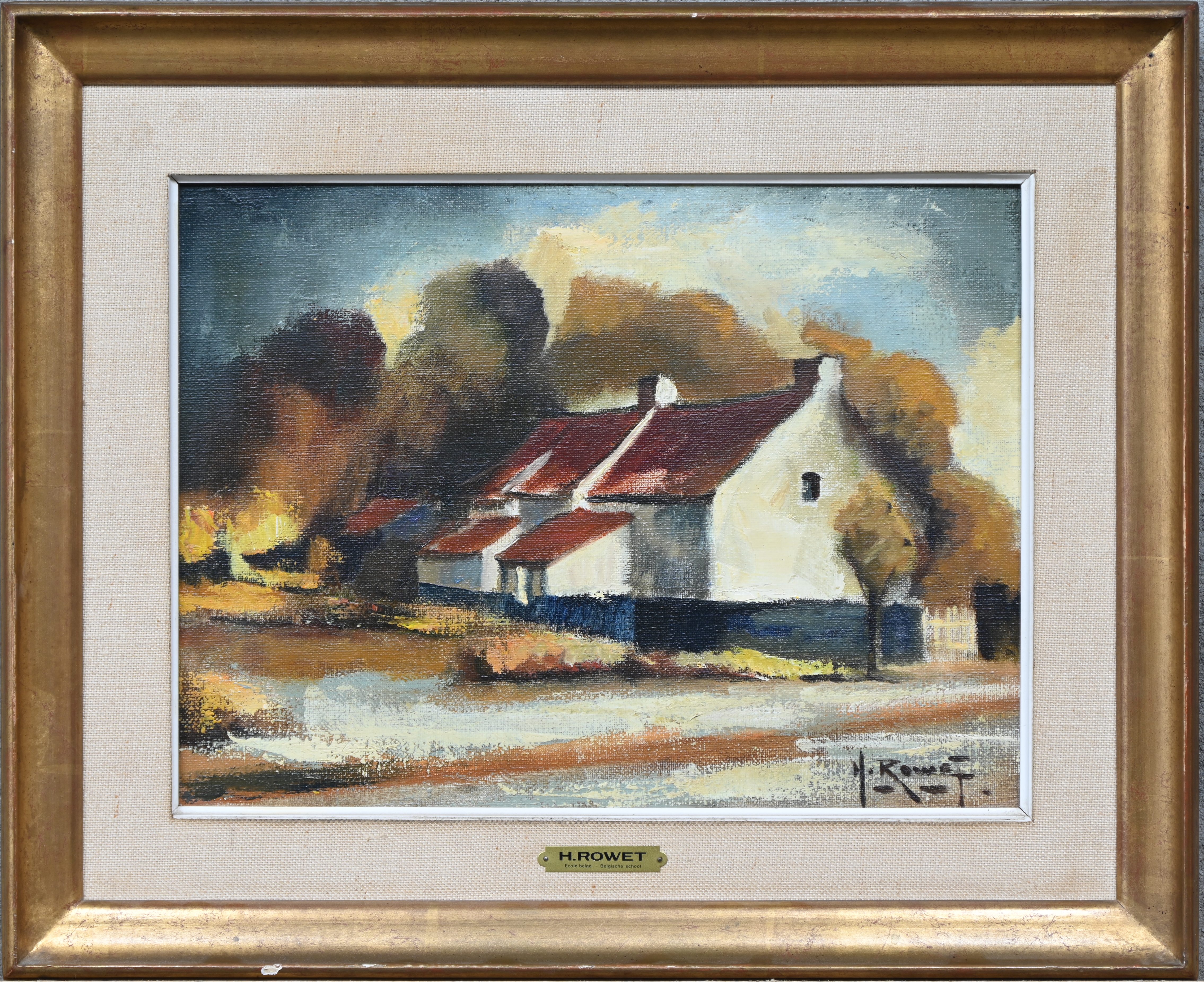 ‘Hoeve’, een olieverfschilderij op doek. Gesigneerd ‘Hoeve’, een olieverfschilderij op doek. Gesigneerd.