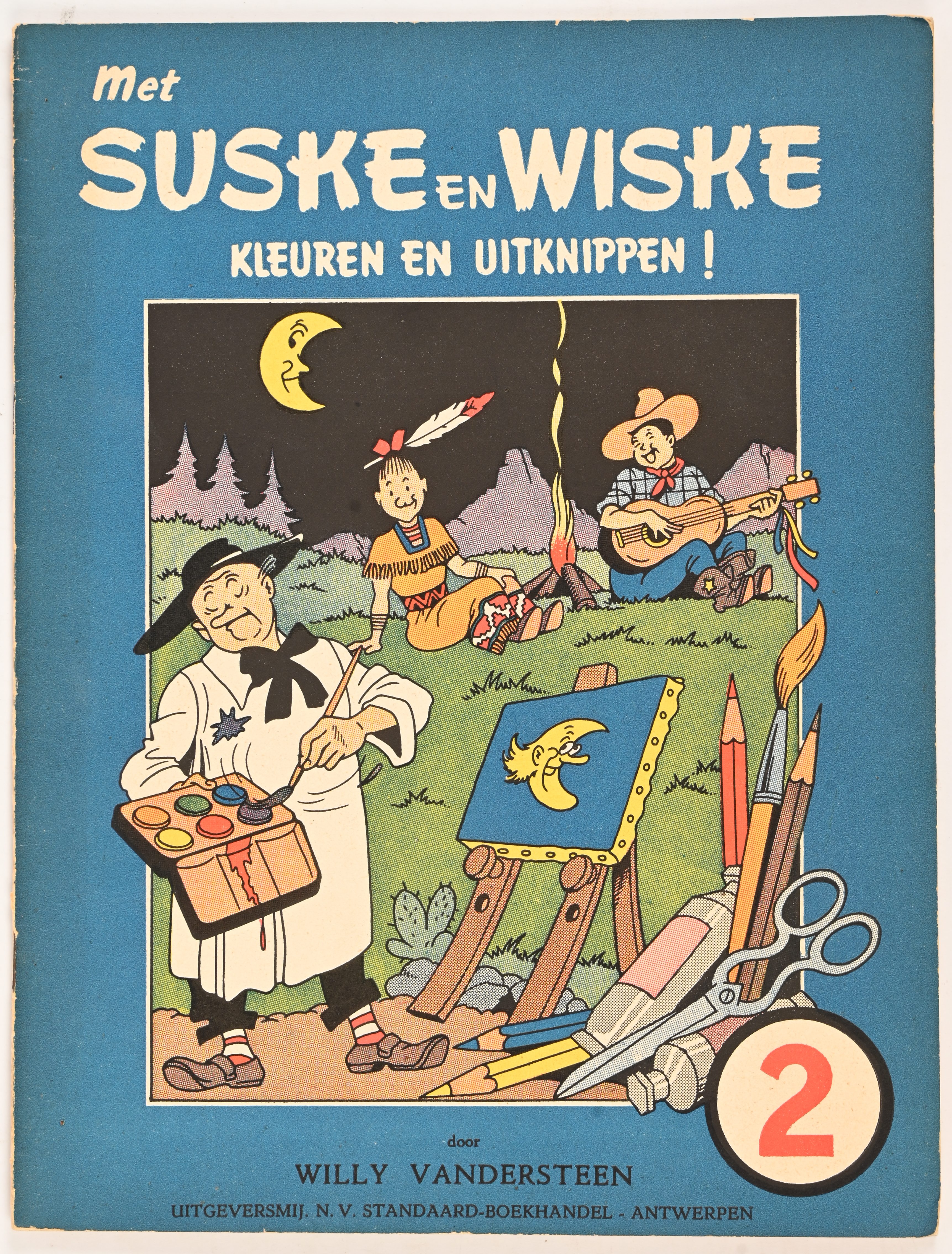 ‘Met Suske en Wiske, kleuren en uitknippen, 2’, eerste druk van het kleur en speelboek door Willy Vandersteen. Uitgegeven in 1952, bijna nieuwstaat ‘Met Suske en Wiske, kleuren en uitknippen, 2’, eerste druk van het kleur en speelboek door Willy Vandersteen. Uitgegeven in 1952, bijna nieuwstaat.