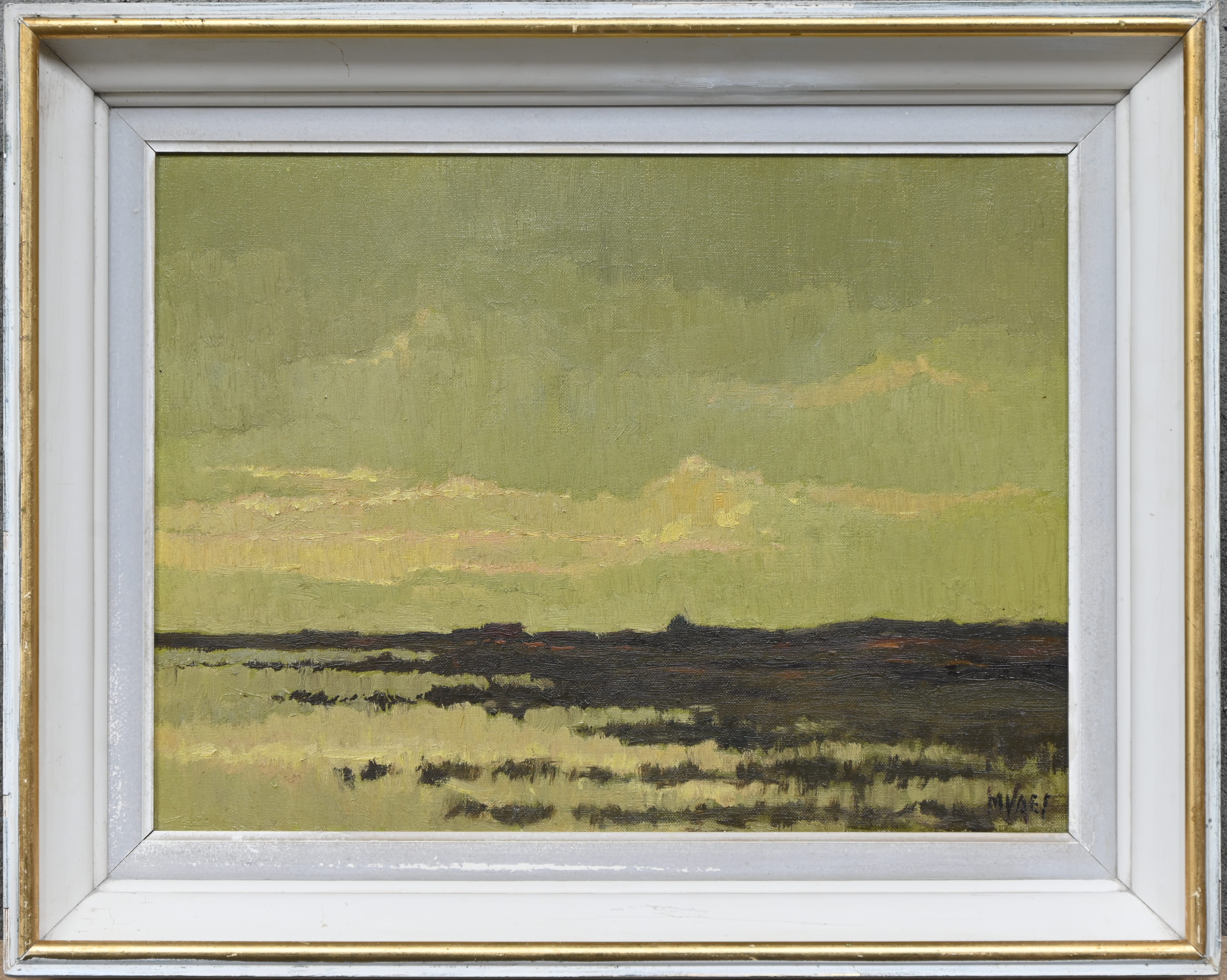 ‘Ven bij avond’, een olieverfschilderij op doek. Gesigneerd ‘Ven bij avond’, een olieverfschilderij op doek. Gesigneerd.