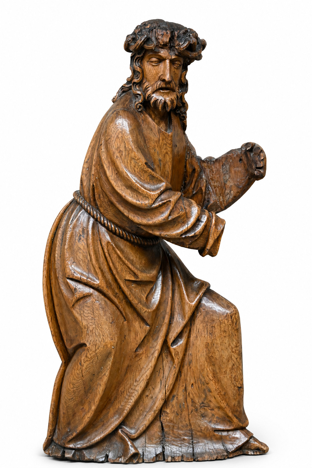 ‘De kruisdragende Christus’, een 15e eeuws houten beeld. Vroege dramatische gothiek, hand en kruis manco. Met taxatierapport ‘De kruisdragende Christus’, een 15e eeuws houten beeld. Vroege dramatische gothiek, hand en kruis manco. Met taxatierapport.