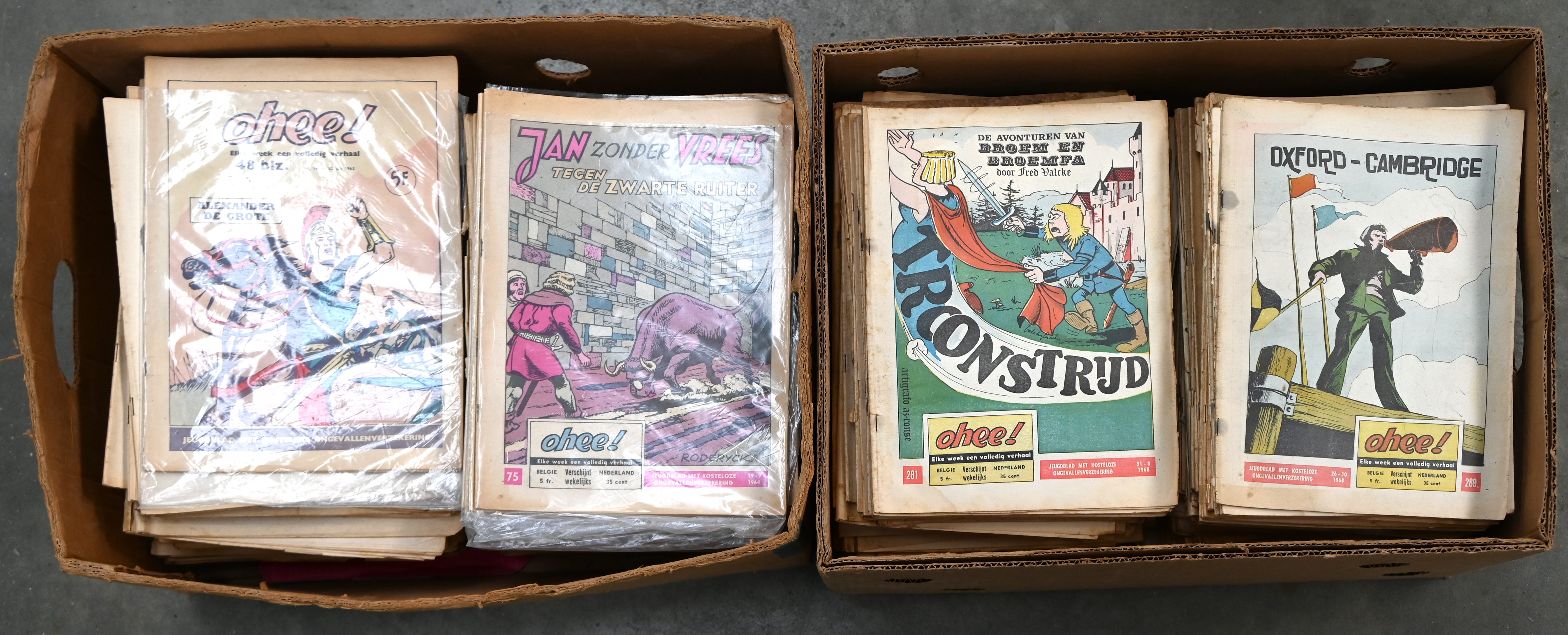 Ohee! Ed. Het Volk. 200 nummers tussen 1 (4/1963) en 314 (19/4/1969). Evenals een vijftigtal dubbele nummers. Slechte tot redelijke staat Ohee! Ed. Het Volk. 200 nummers tussen 1 (4/1963) en 314 (19/4/1969). Evenals een vijftigtal dubbele nummers. Slechte tot redelijke staat.